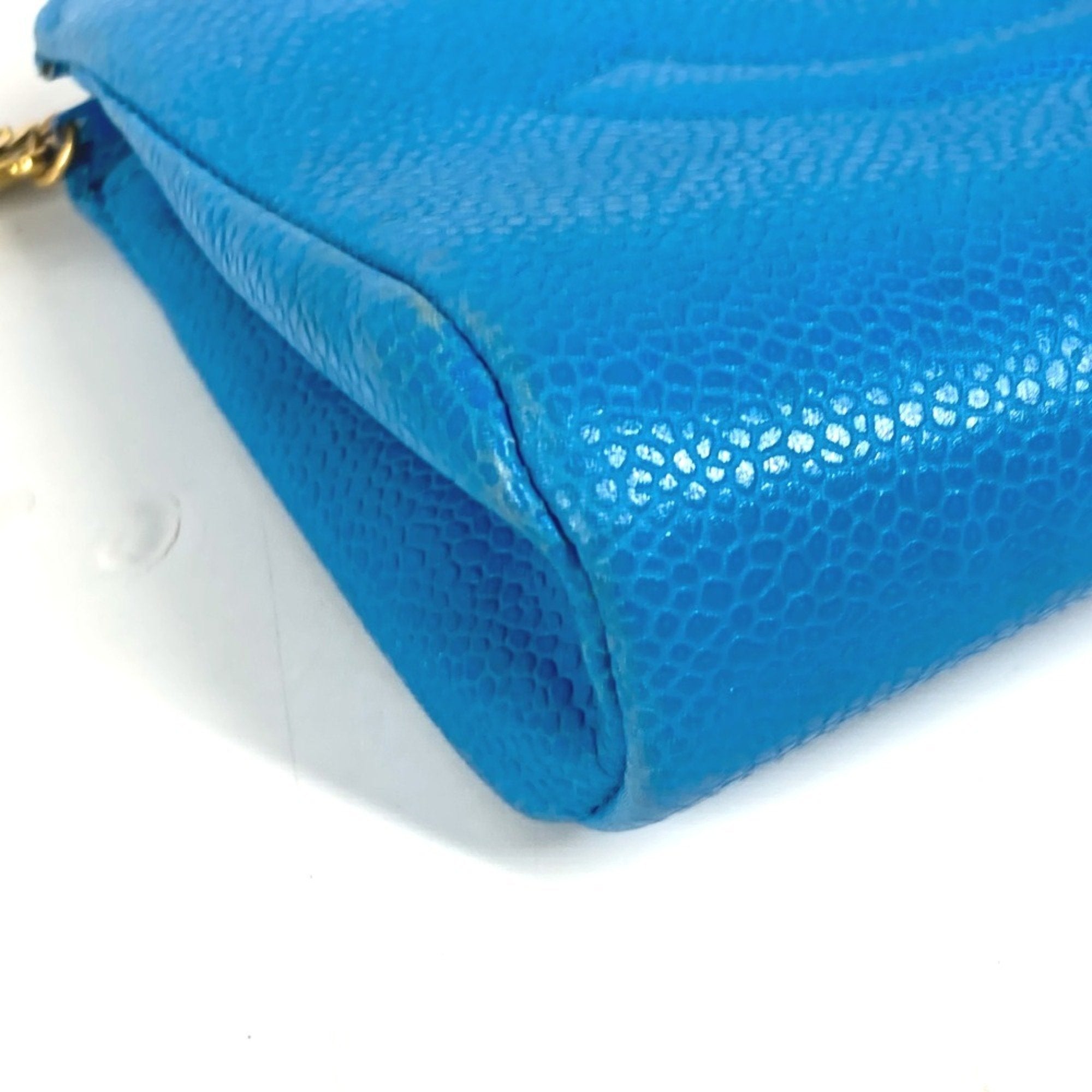 Chanel Blue Caviar Leather Pouch