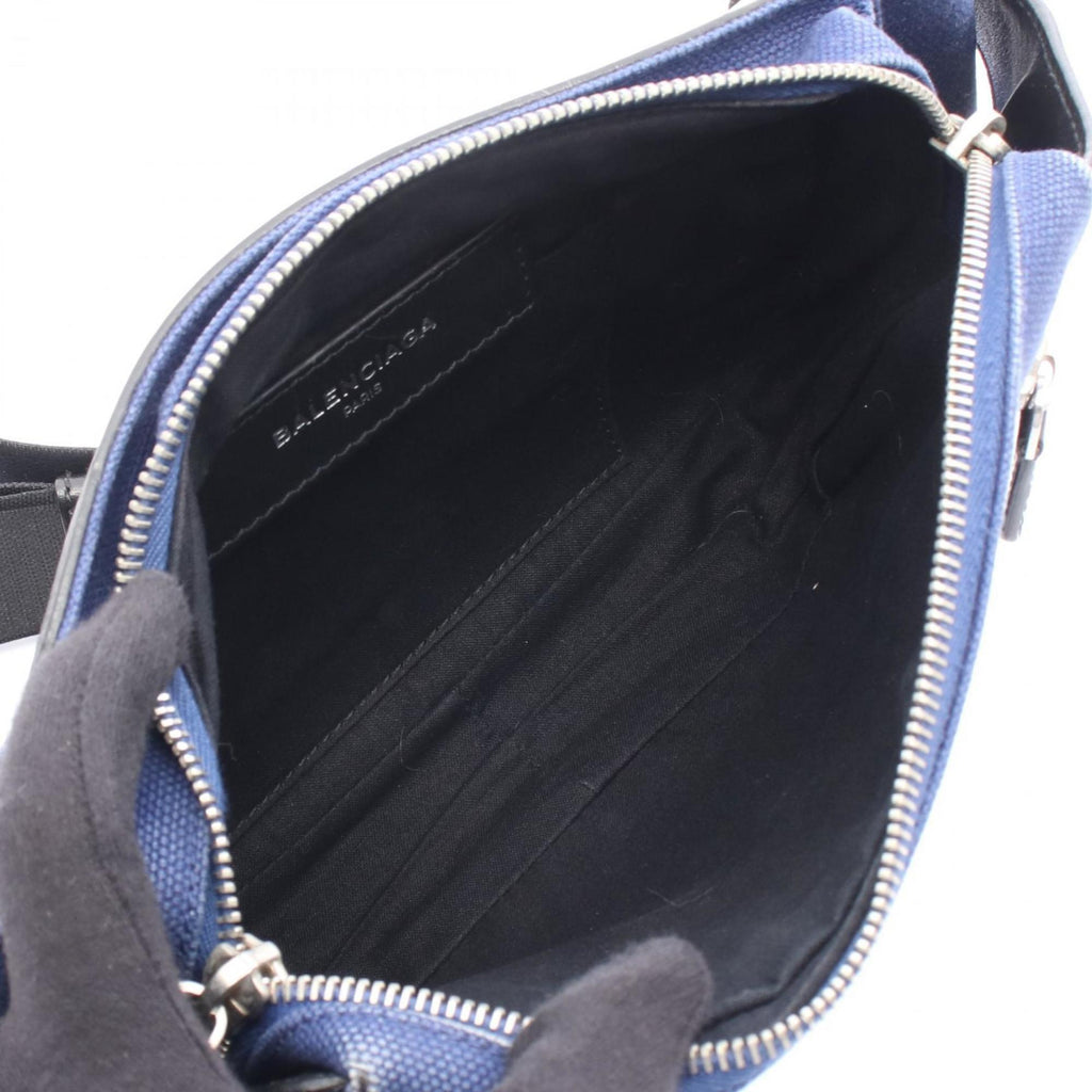 Balenciaga Black Navy Canvas Leather Fanny Pack