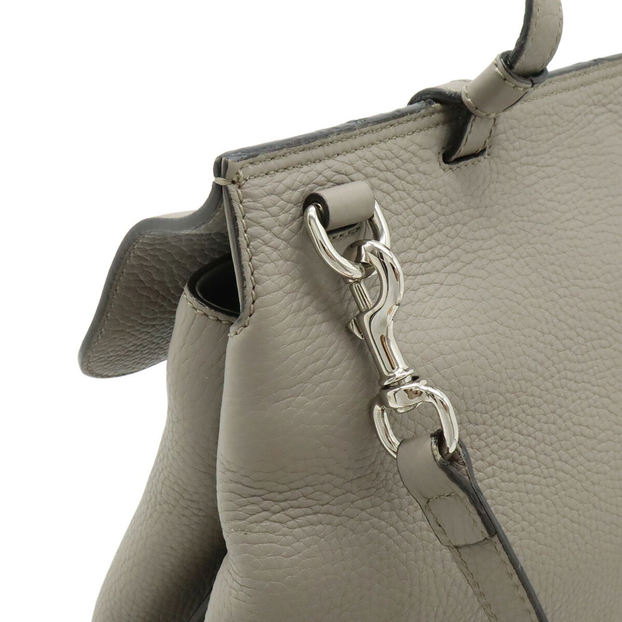 Gucci Gray Bamboo Leather Handbag Shoulder Bag (Pre-Owned)