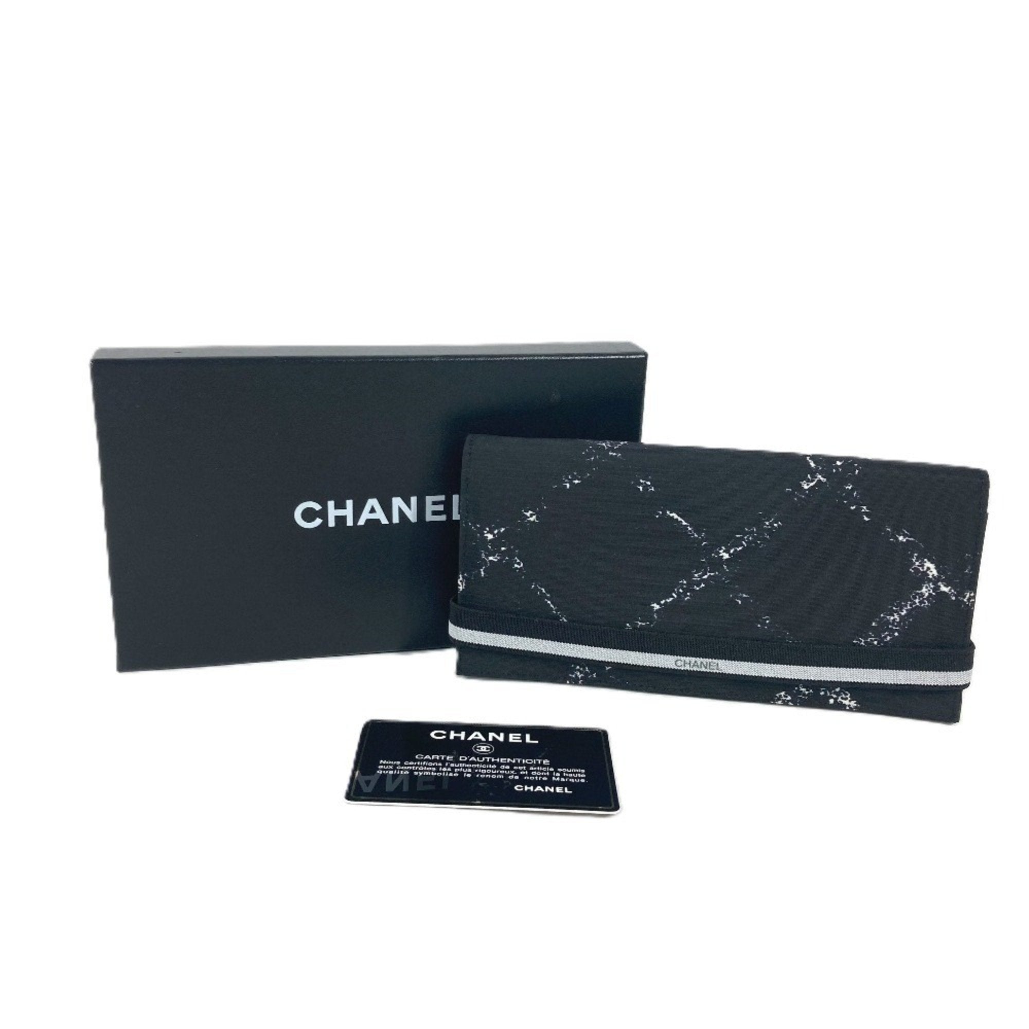 Chanel Black Nylon Long Wallet (Bi-Fold)