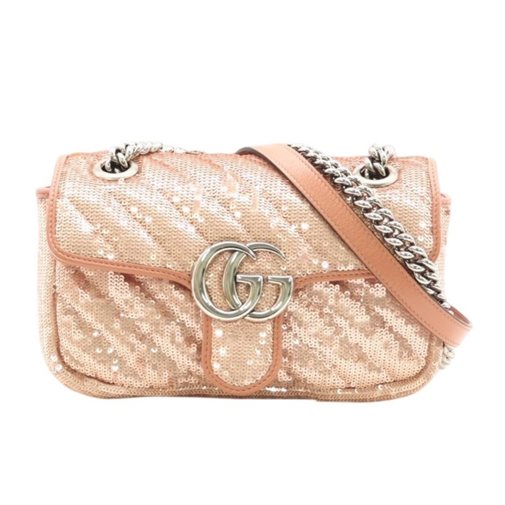 Gucci Pink Leather Spangles Shoulder Bag (Pre-Owned)