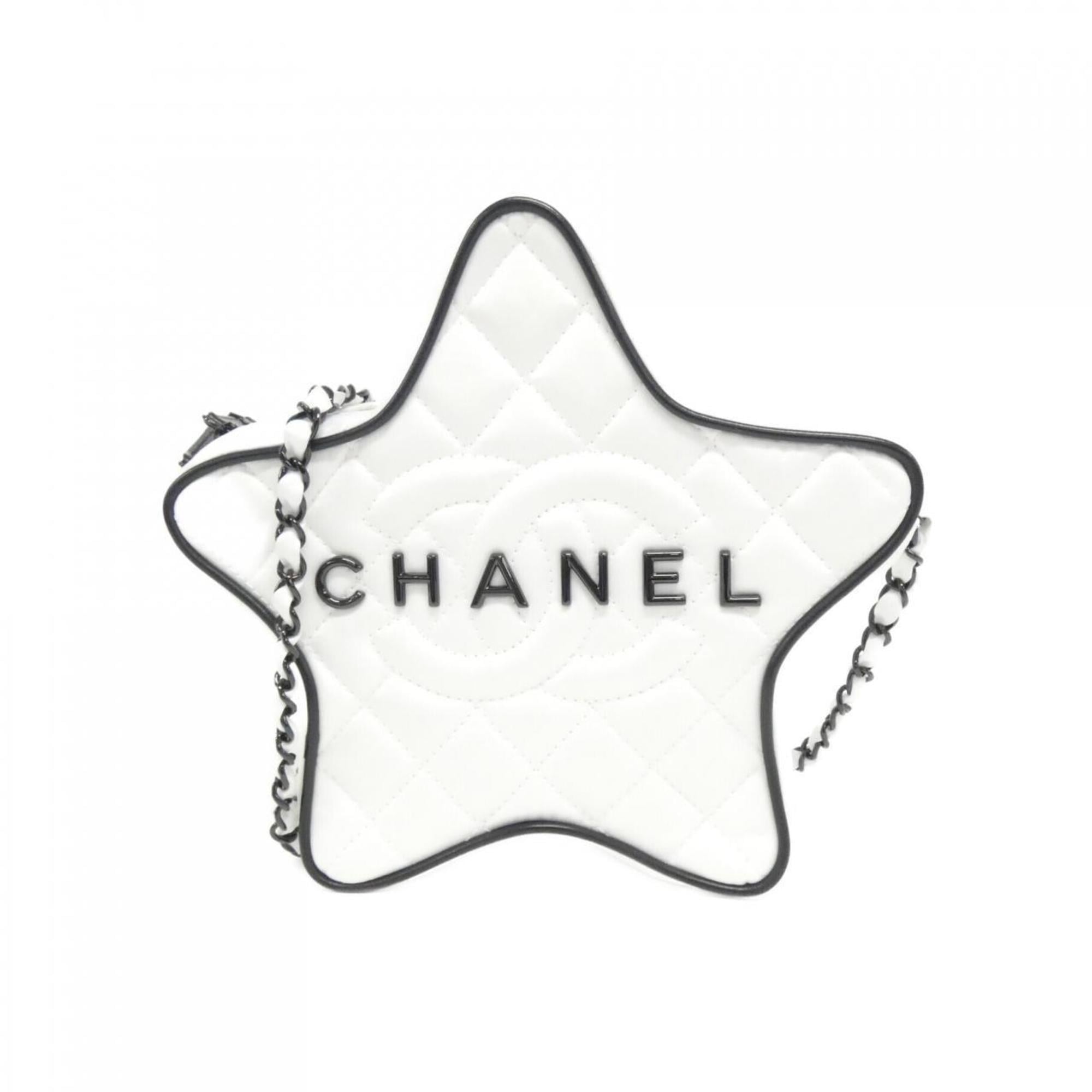 Chanel Black White Satin Shoulder Bag