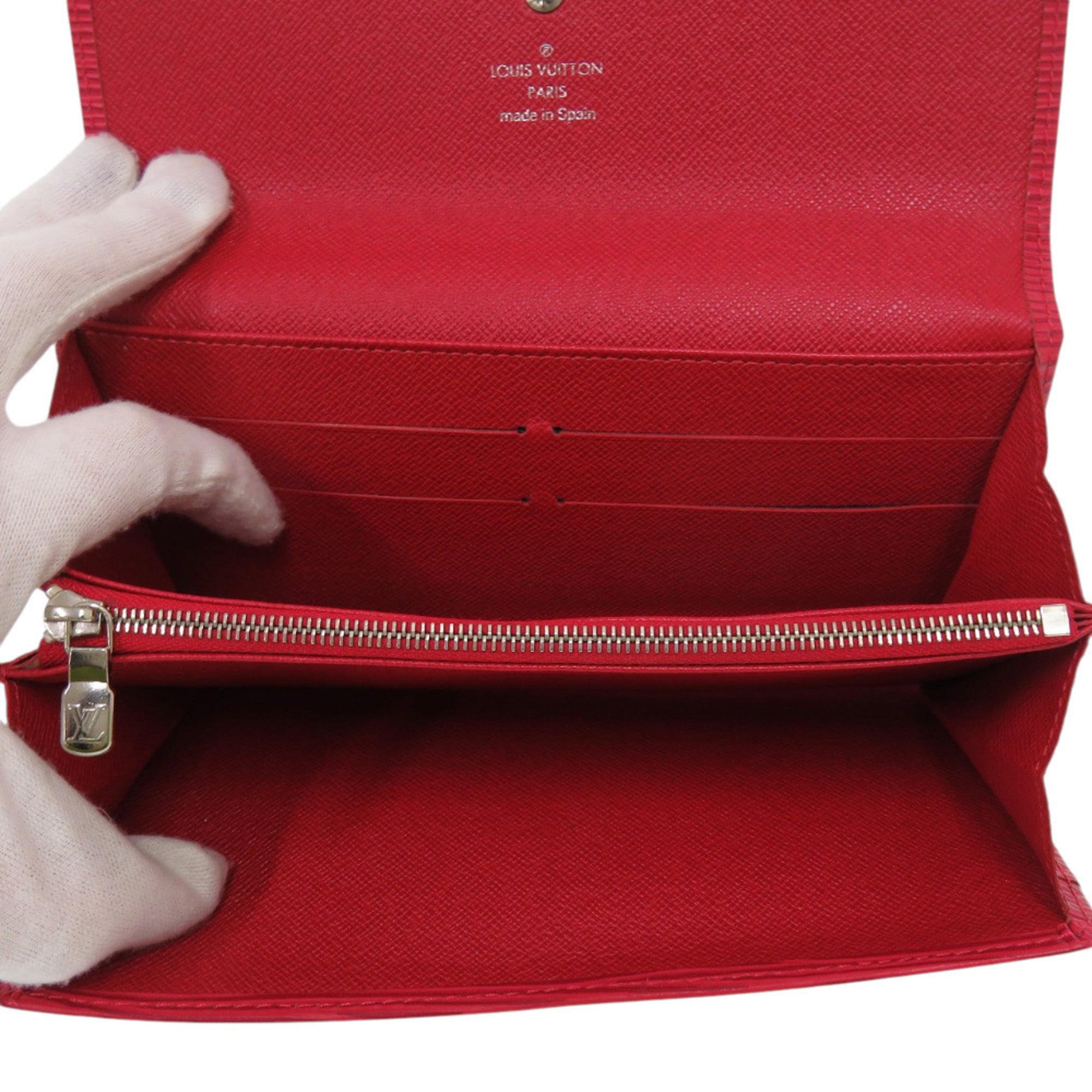 Louis Vuitton Epi Castilian Red Epi Leather Long Wallet (Tri-Fold)