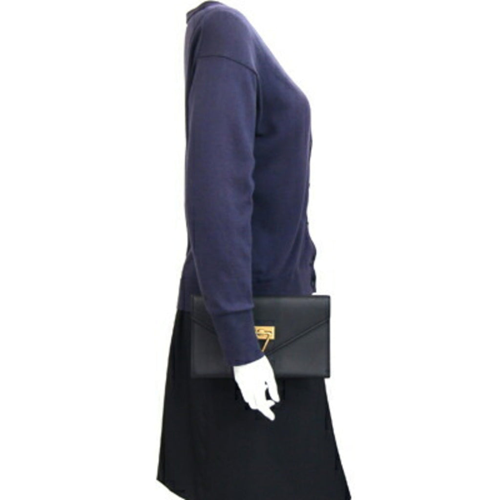 Bottega Veneta Black Leather Clutch Bag Pouch