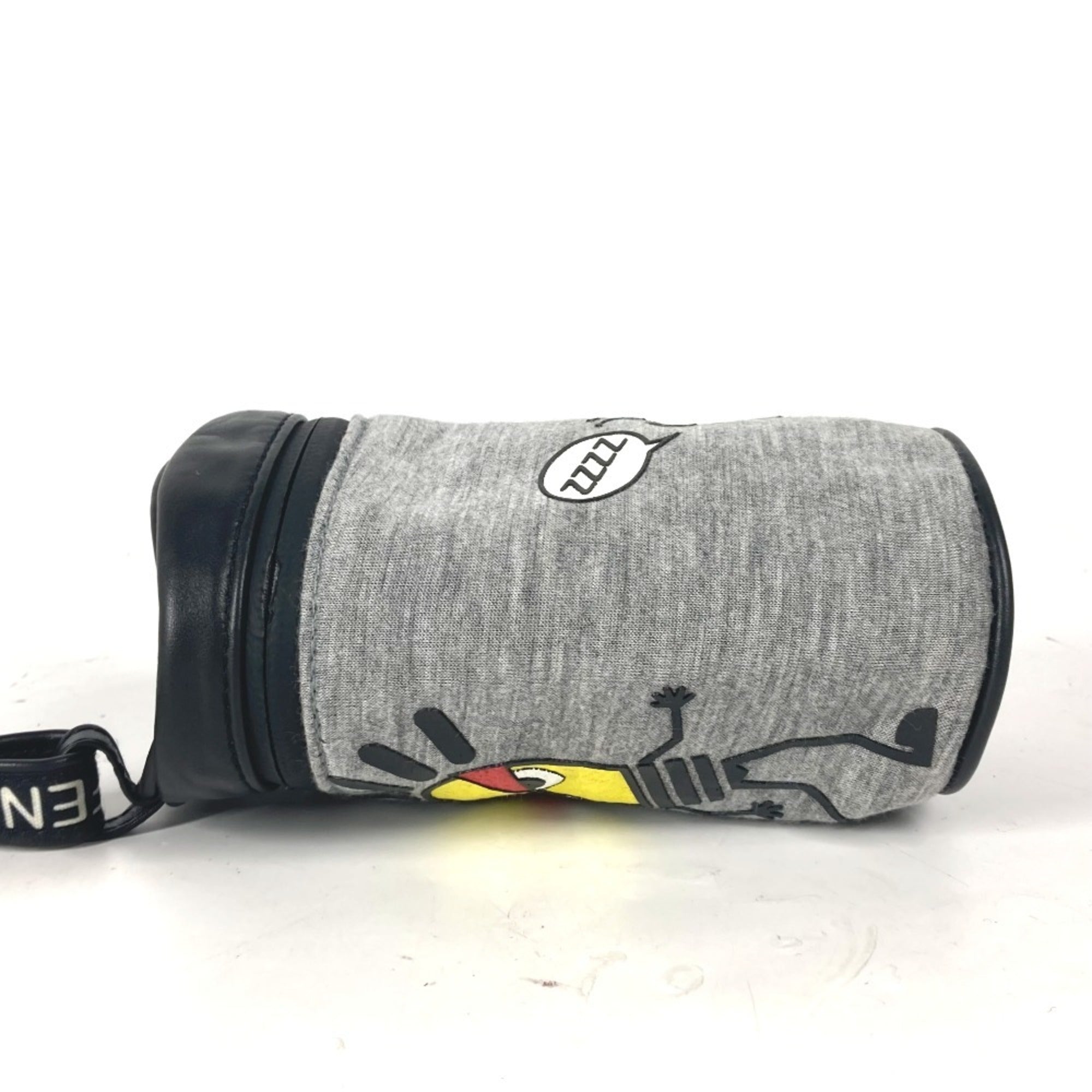 Fendi Gray Yellow Canvas Pouch