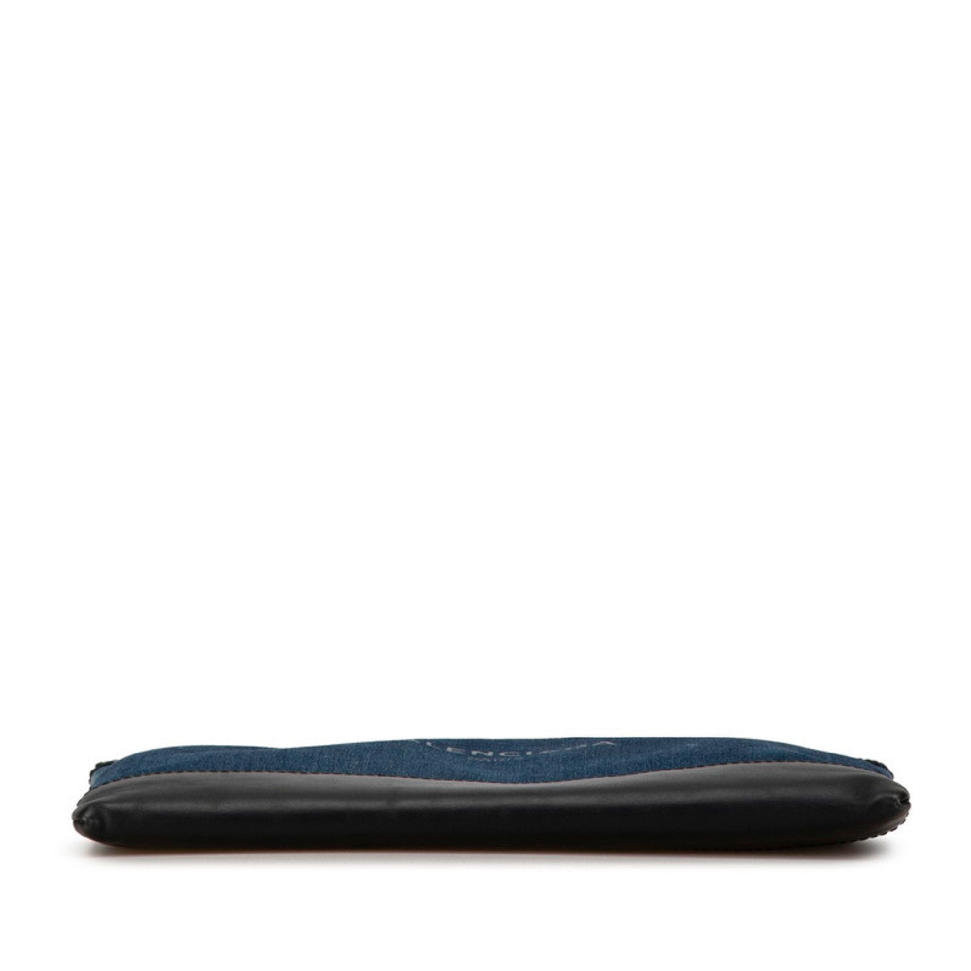 Balenciaga Black Denim Leather Clutch