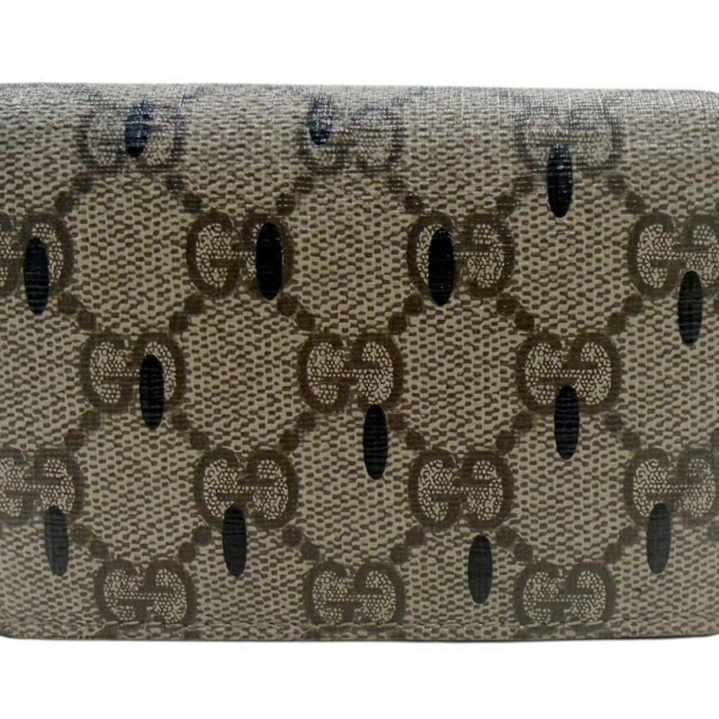 Gucci Beige Black Red Color Gg Supreme Middle Wallet (Bi-Fold) (Pre-Owned)