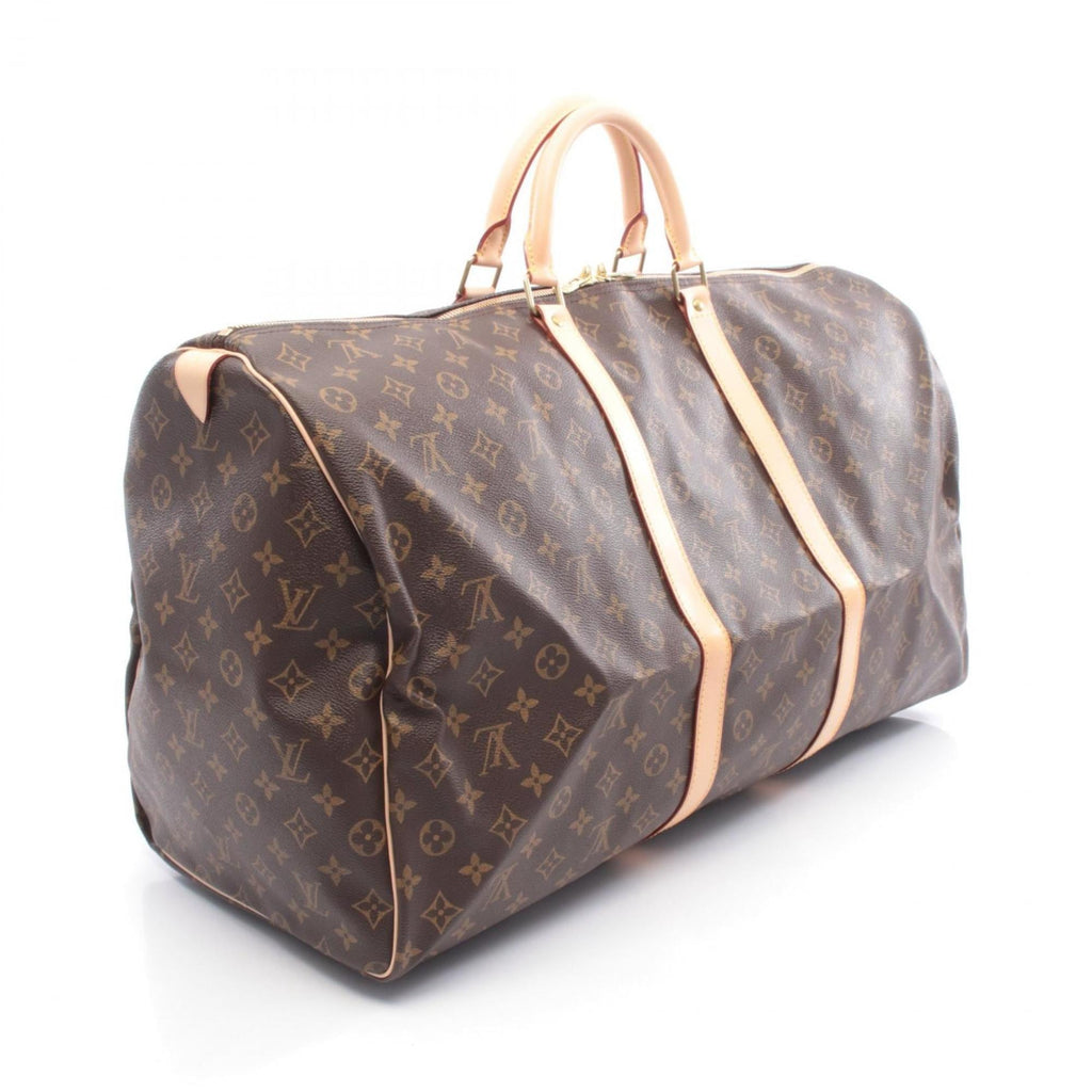 Louis Vuitton Brown Coated Canvas Leather Boston Bag Handbag