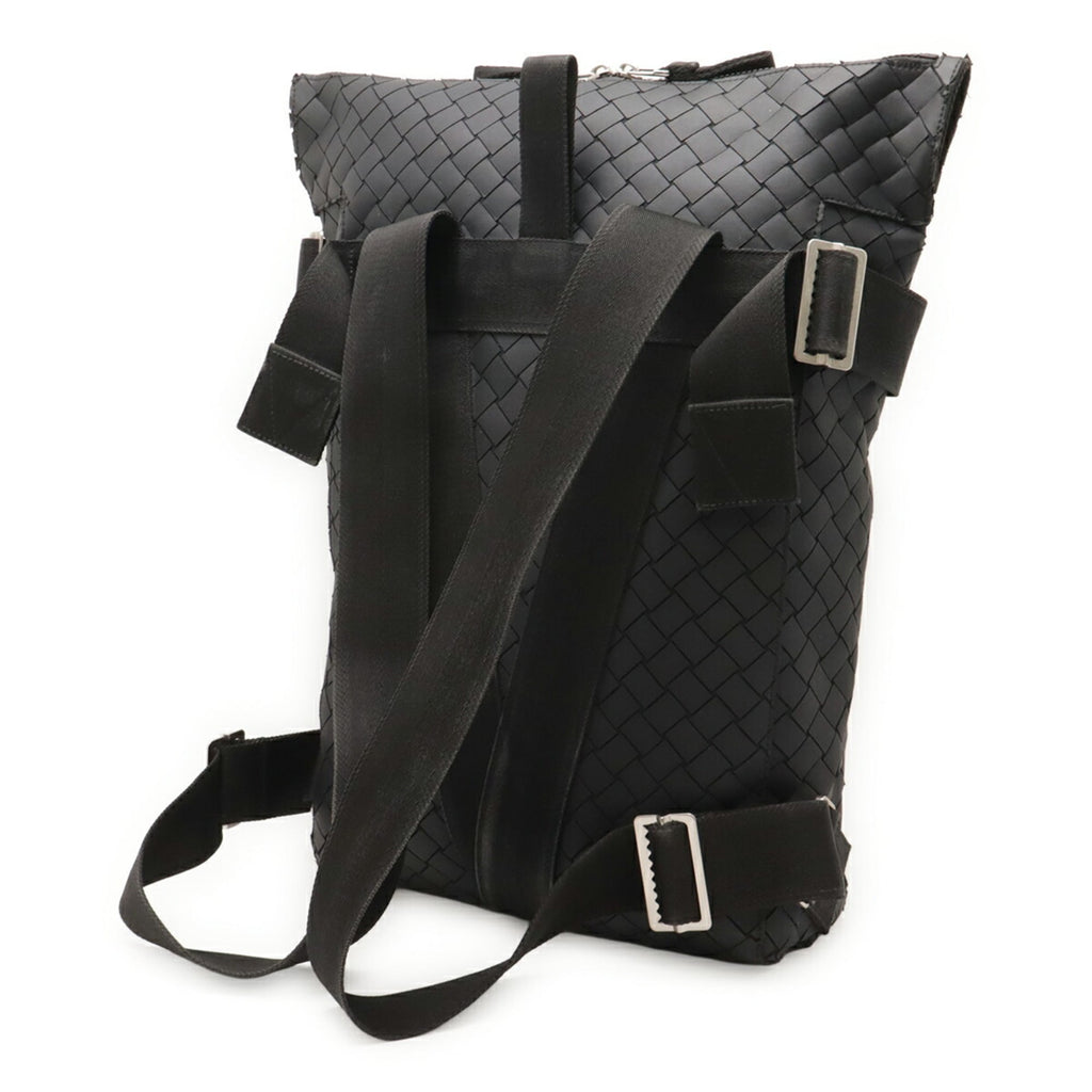 Bottega Veneta Intrecciato Black Rubber Backpack
