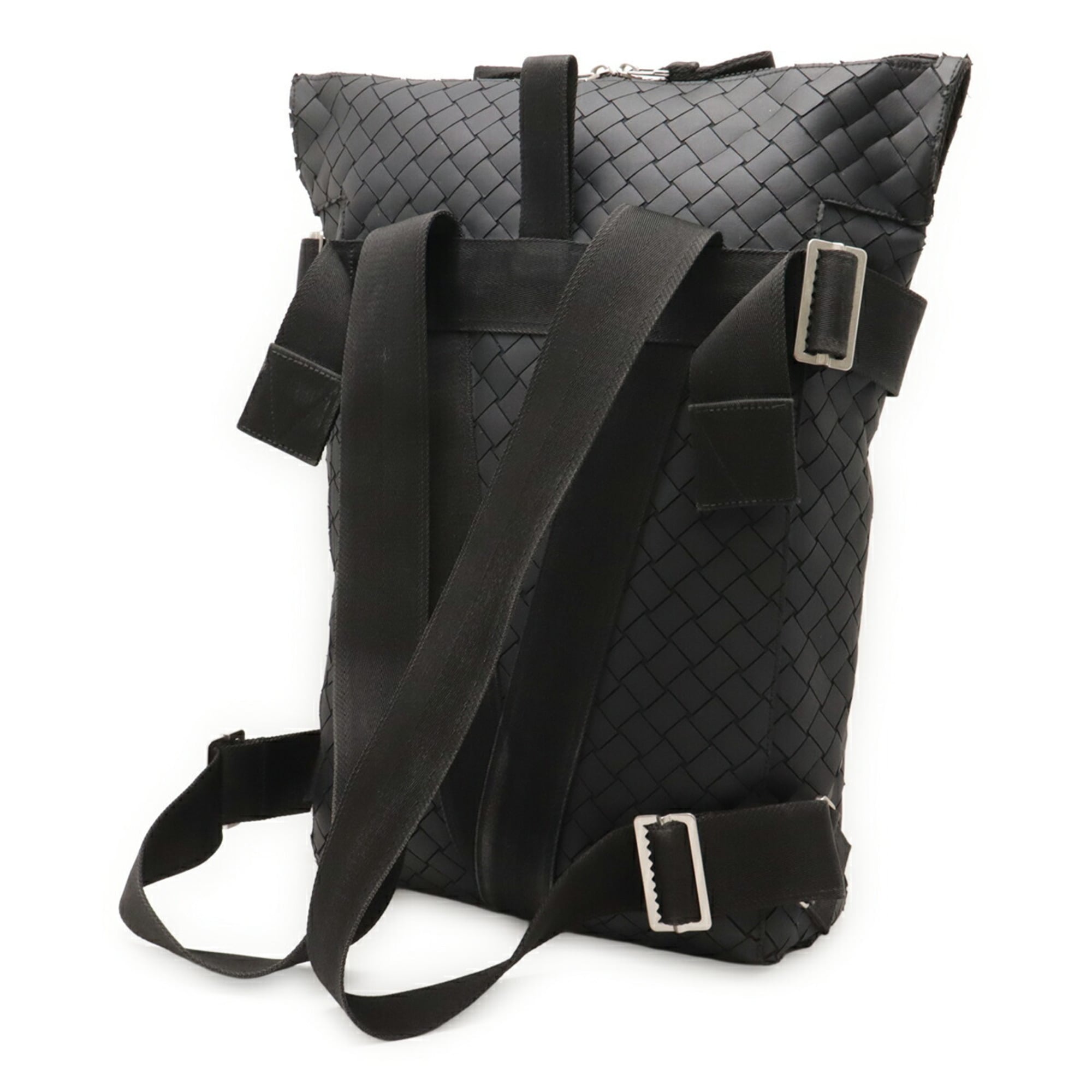 Bottega Veneta Intrecciato Black Rubber Backpack