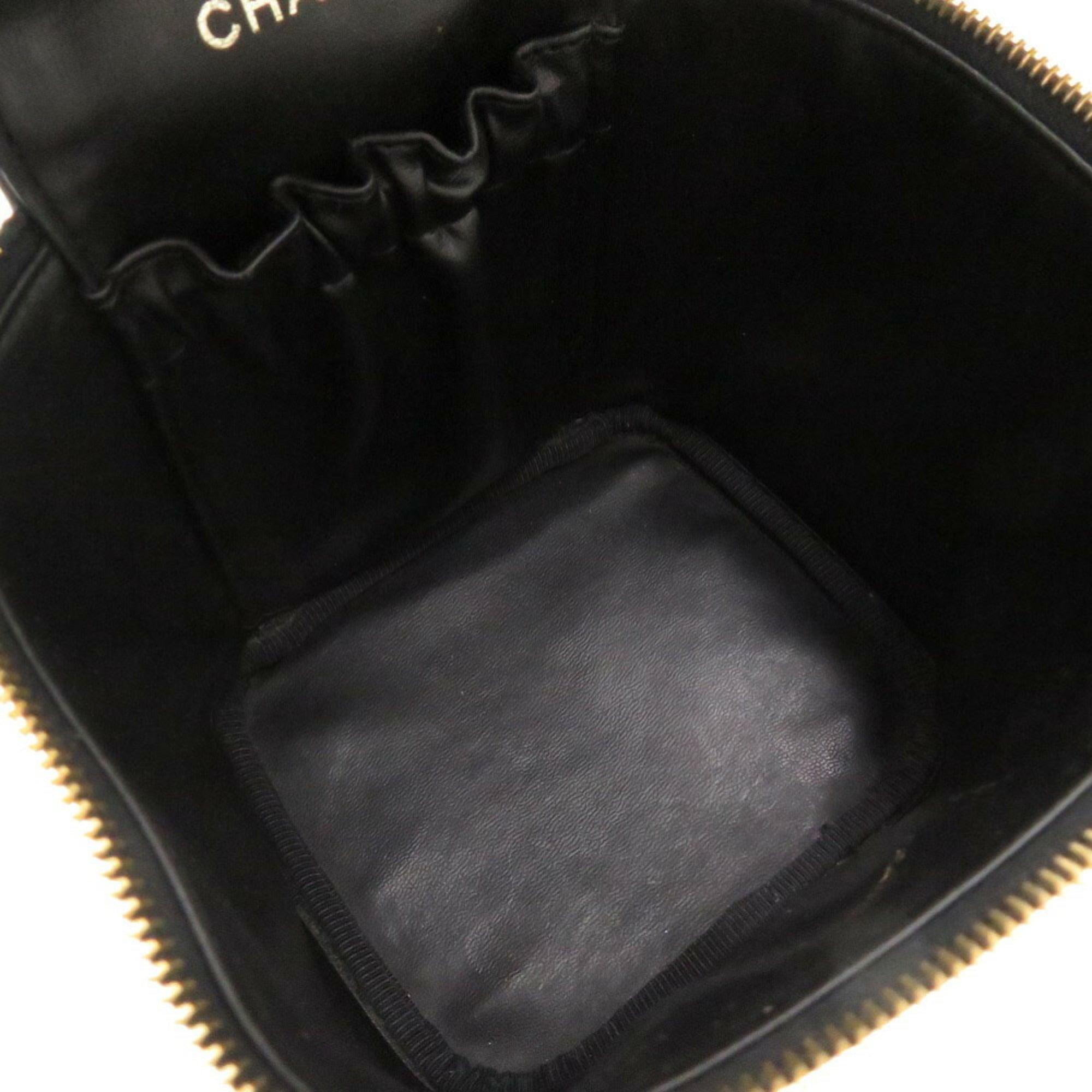 Chanel Black Grained Calfskin Handbag Vanity Bag