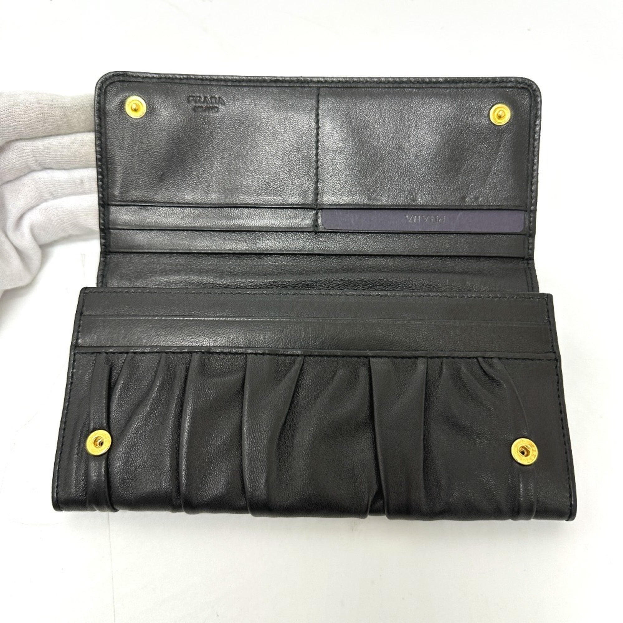 Prada Black Leather Long Wallet (Bi-Fold)