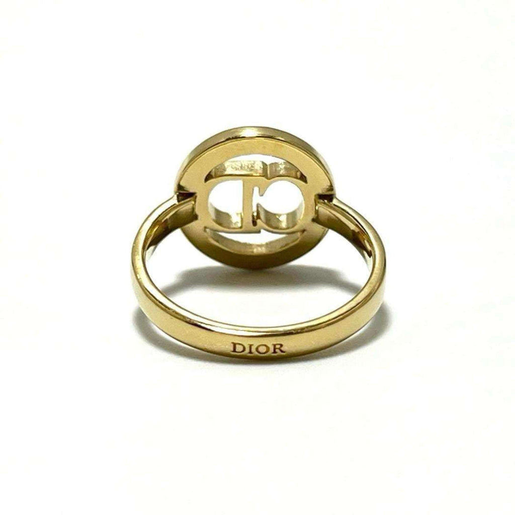 Christian Dior Metal Rhinestone Band Ring (Pre-Owned)