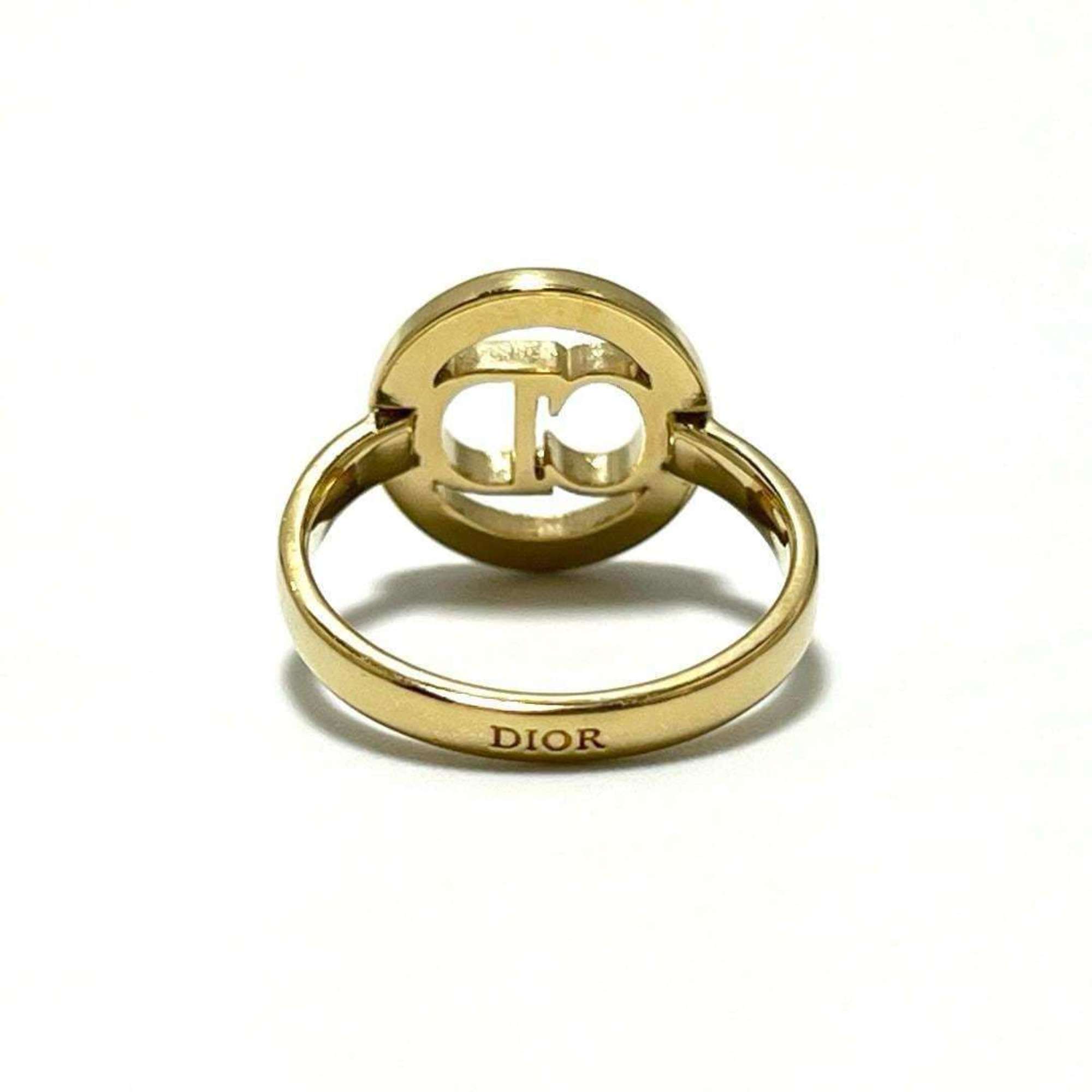 Christian Dior Metal Rhinestone Band Ring (Pre-Owned)