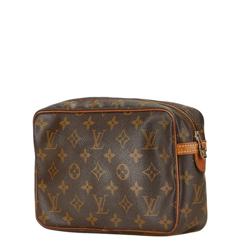 Louis Vuitton Brown Pvc Leather Clutch Bag Handbag