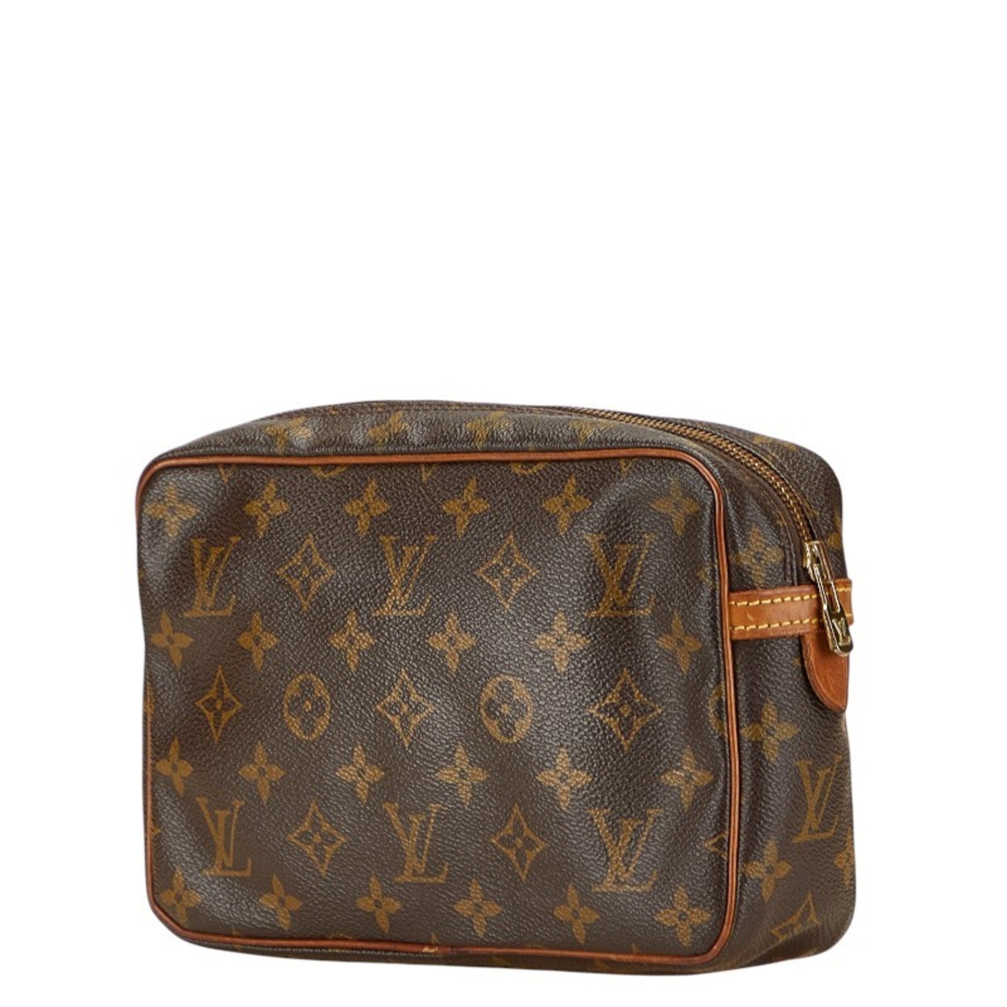 Louis Vuitton Brown Pvc Leather Clutch Bag Handbag