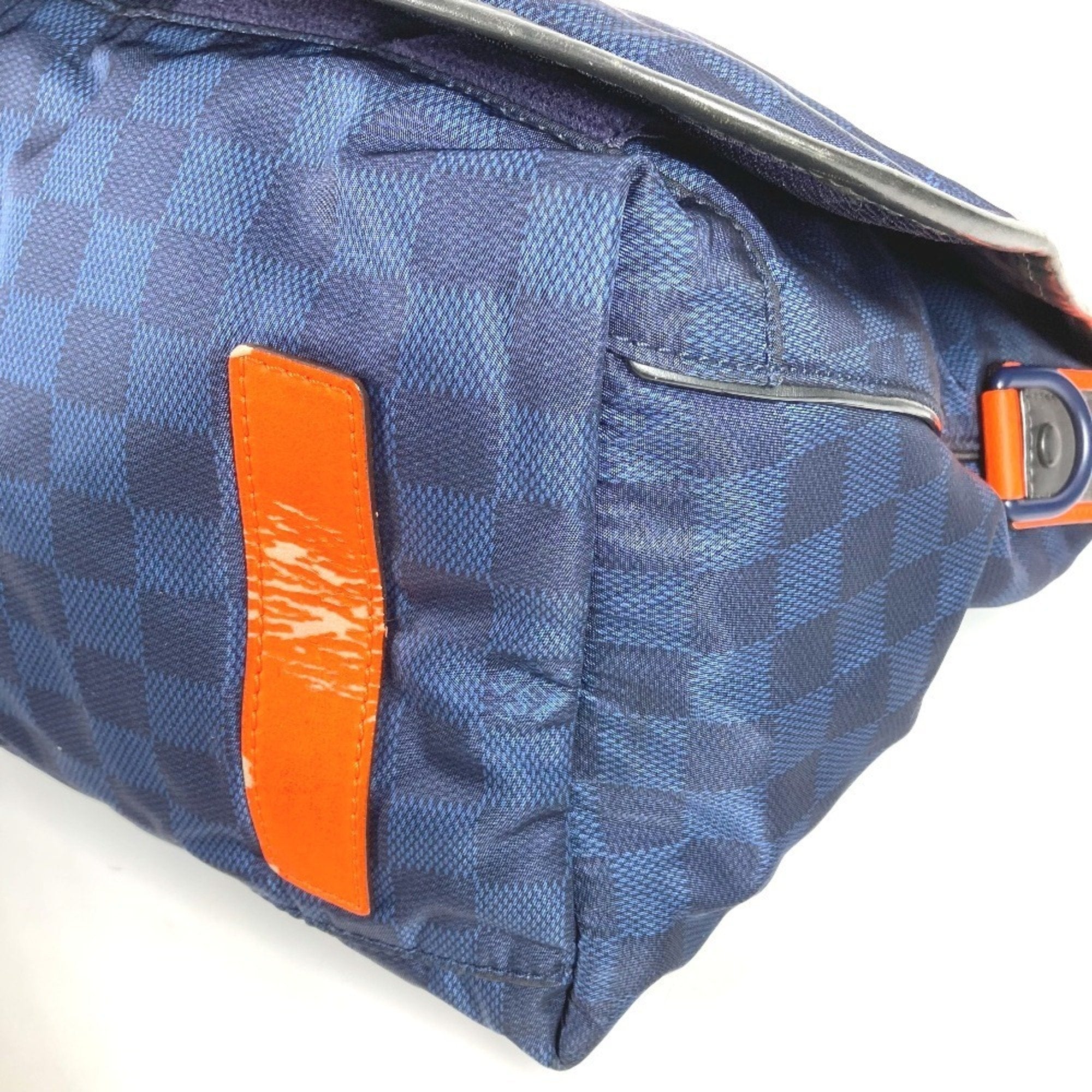 Louis Vuitton Navy Orange Leather Nylon Messenger Bag Shoulder Bag