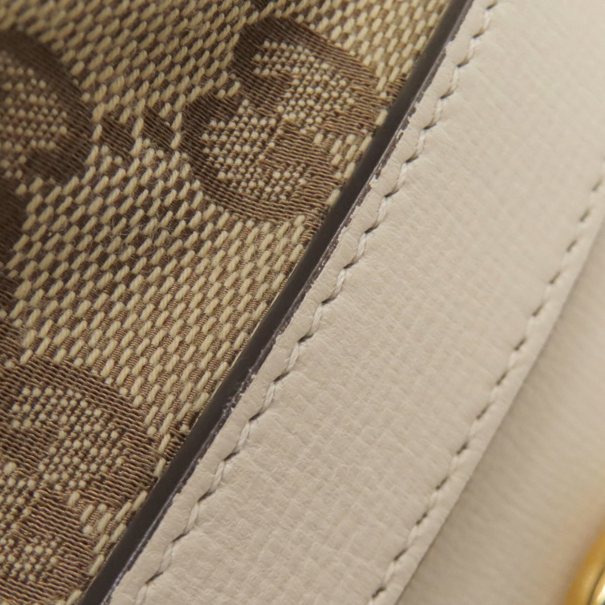 Gucci Horsebit Brown White Gg Canvas Shoulder Bag (Pre-Owned)