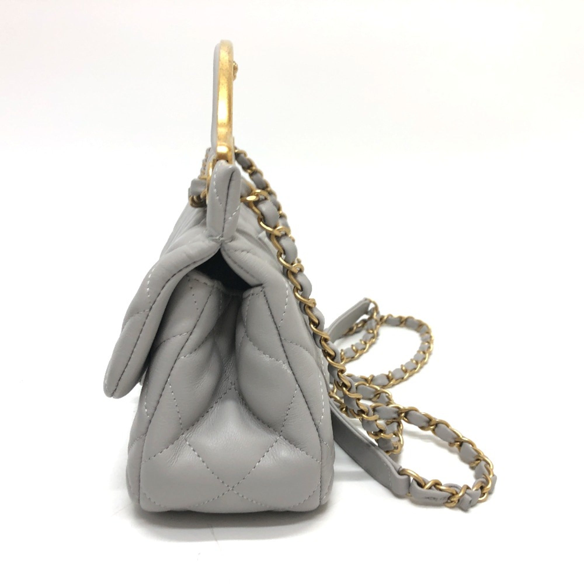 Chanel Gray Leather Shoulder Bag