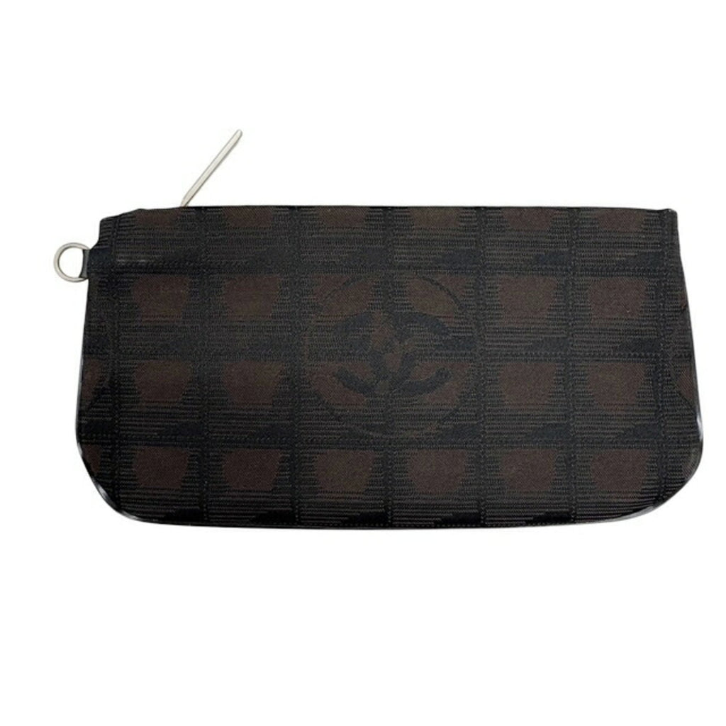 Chanel New Travel Line Brown Nylon Leather Pouch