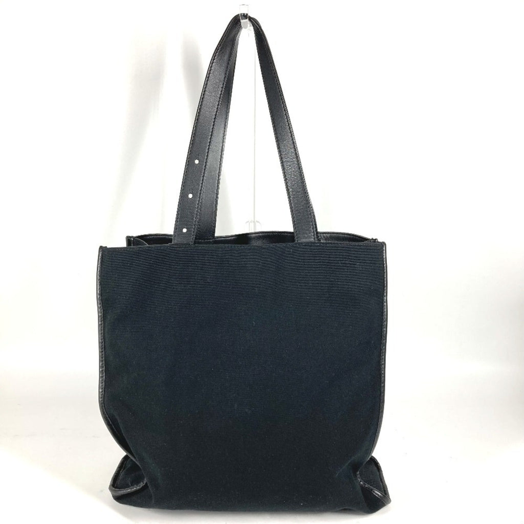 Fendi Black Brown Canvas Leather Shoulder Bag Tote Bag