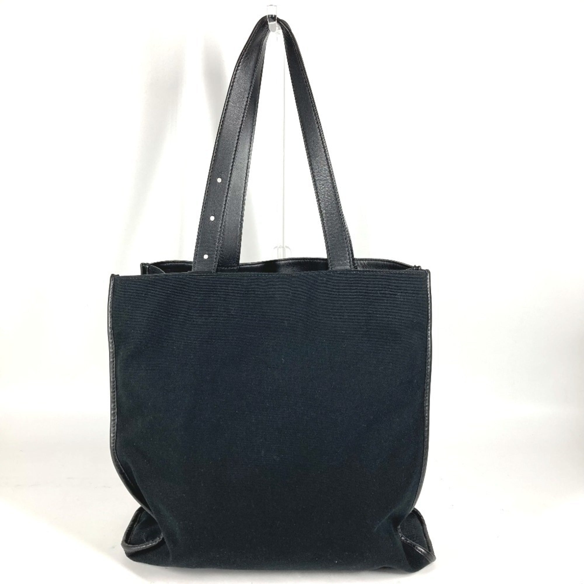 Fendi Black Brown Canvas Leather Shoulder Bag Tote Bag