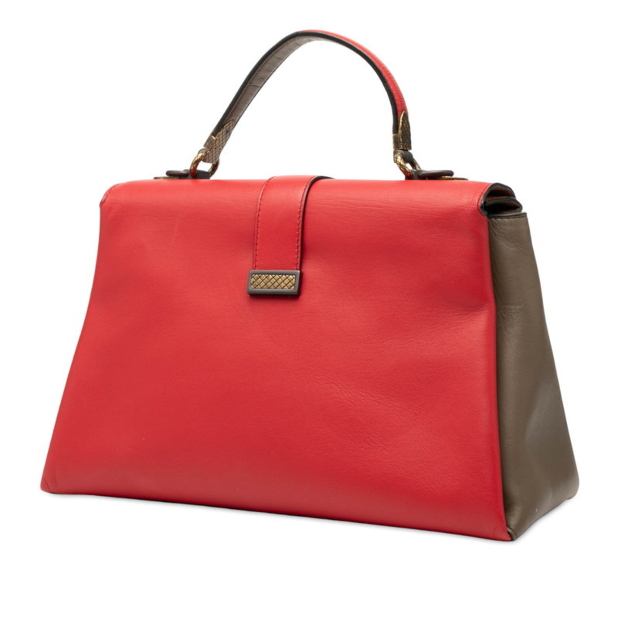 Bottega Veneta Beige Pink Red Color Leather Handbag Shoulder Bag