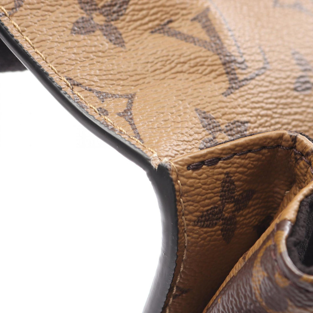 Louis Vuitton Black Brown Coated Canvas Leather Handbag Pochette