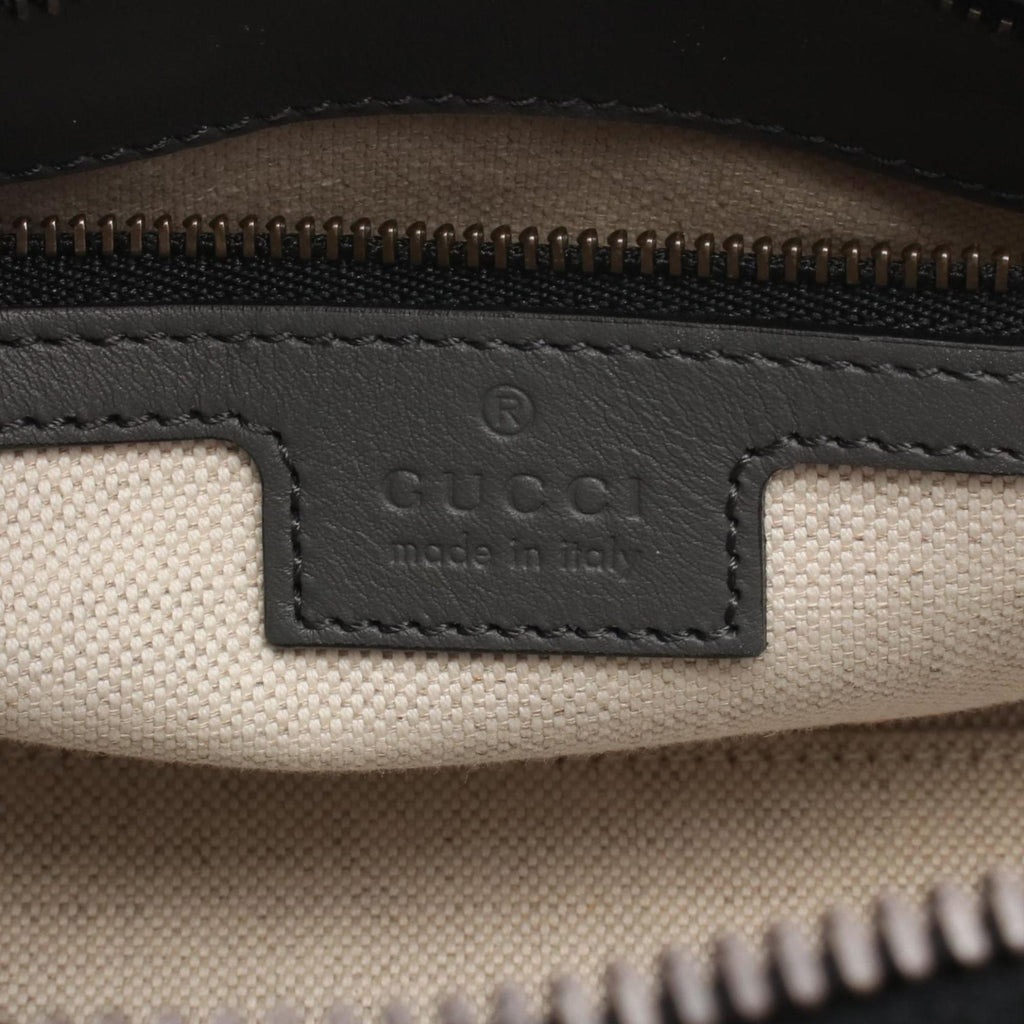 Gucci Black Gray Gg Canvas Leather Handbag (Pre-Owned)