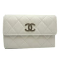 Chanel White Grained Calfskin Wallet (Tri-Fold)
