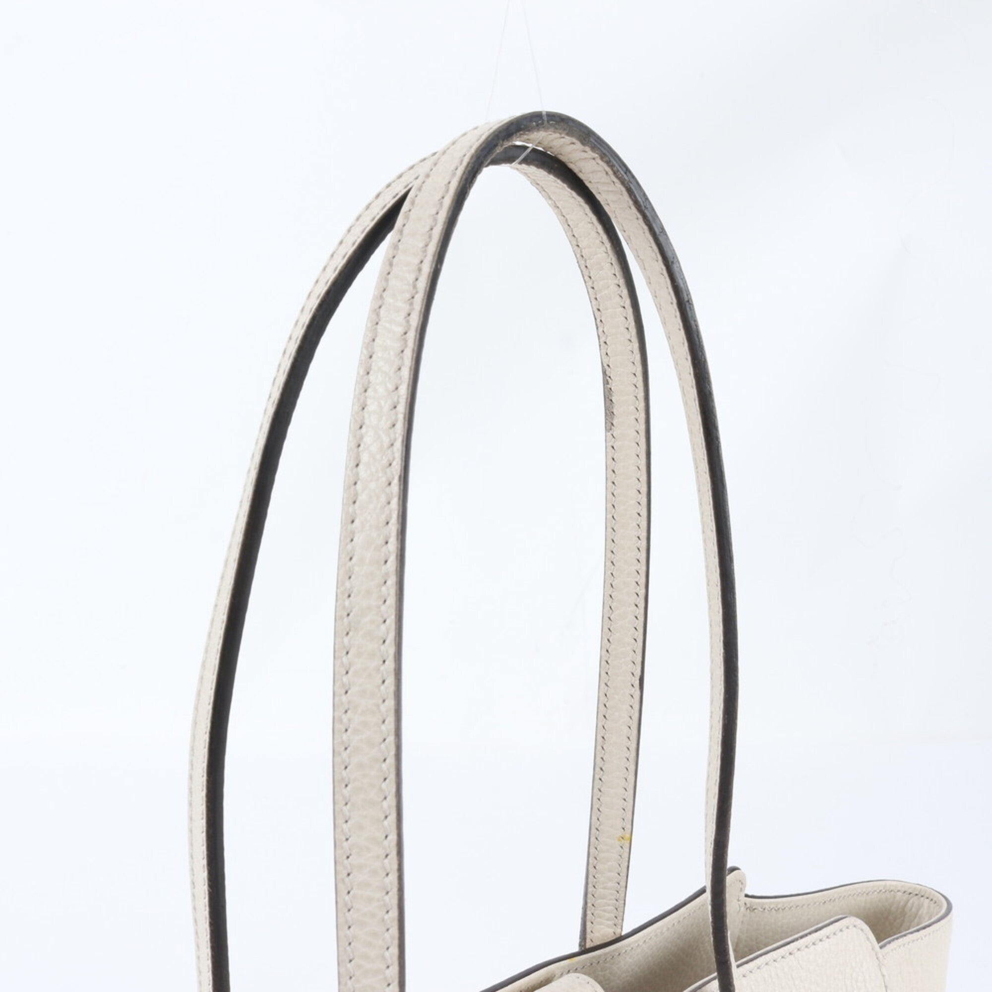Gucci White Leather Handbag Shoulder Bag Tote Bag (Pre-Owned)