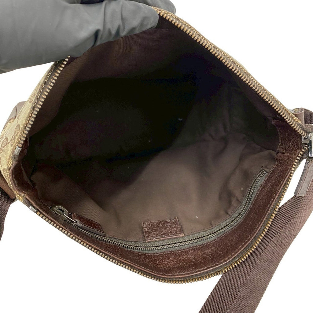 Gucci Brown Canvas Leather Pochette Shoulder Bag (Pre-Owned)