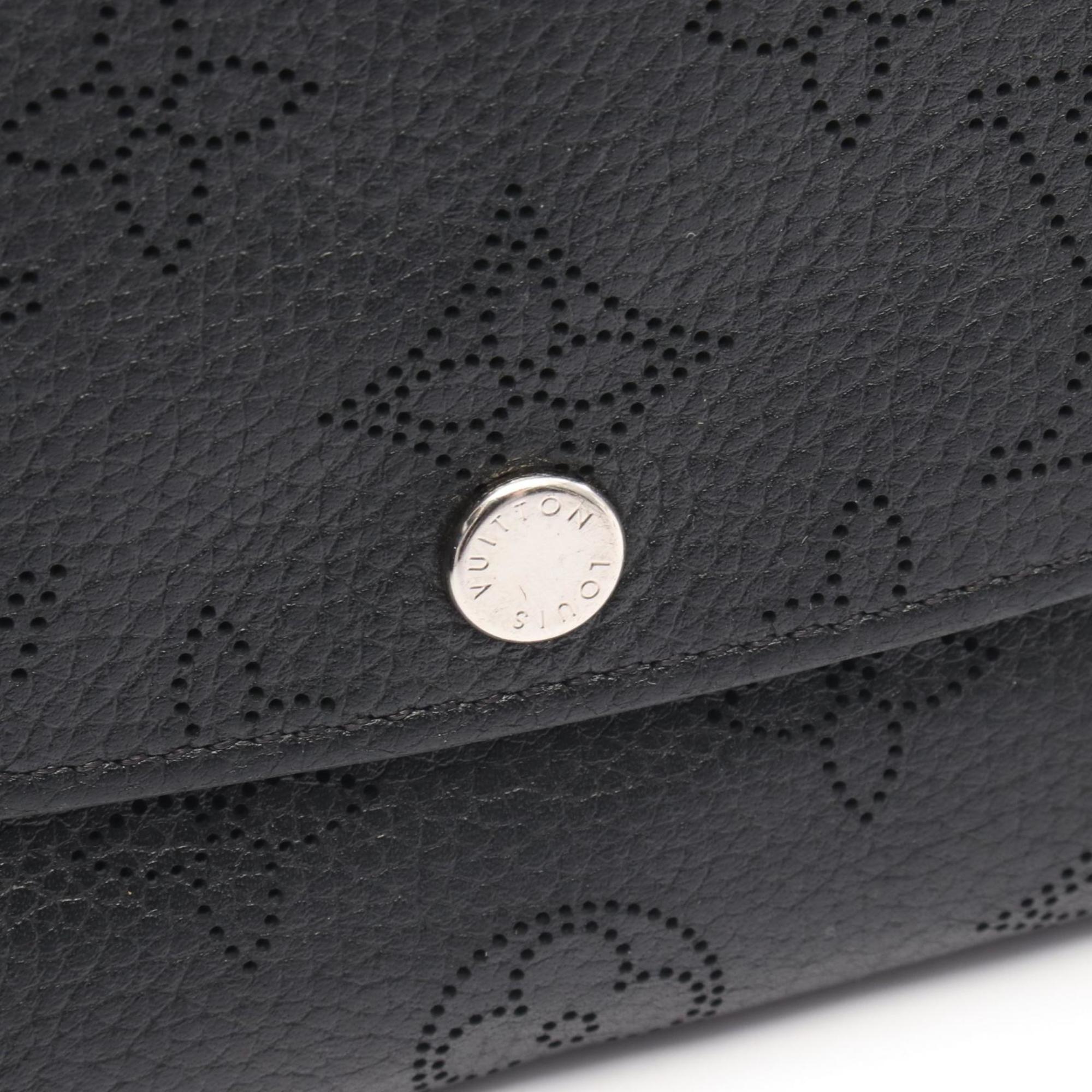 Louis Vuitton Black Noir Mahina Leather Leather Long Wallet