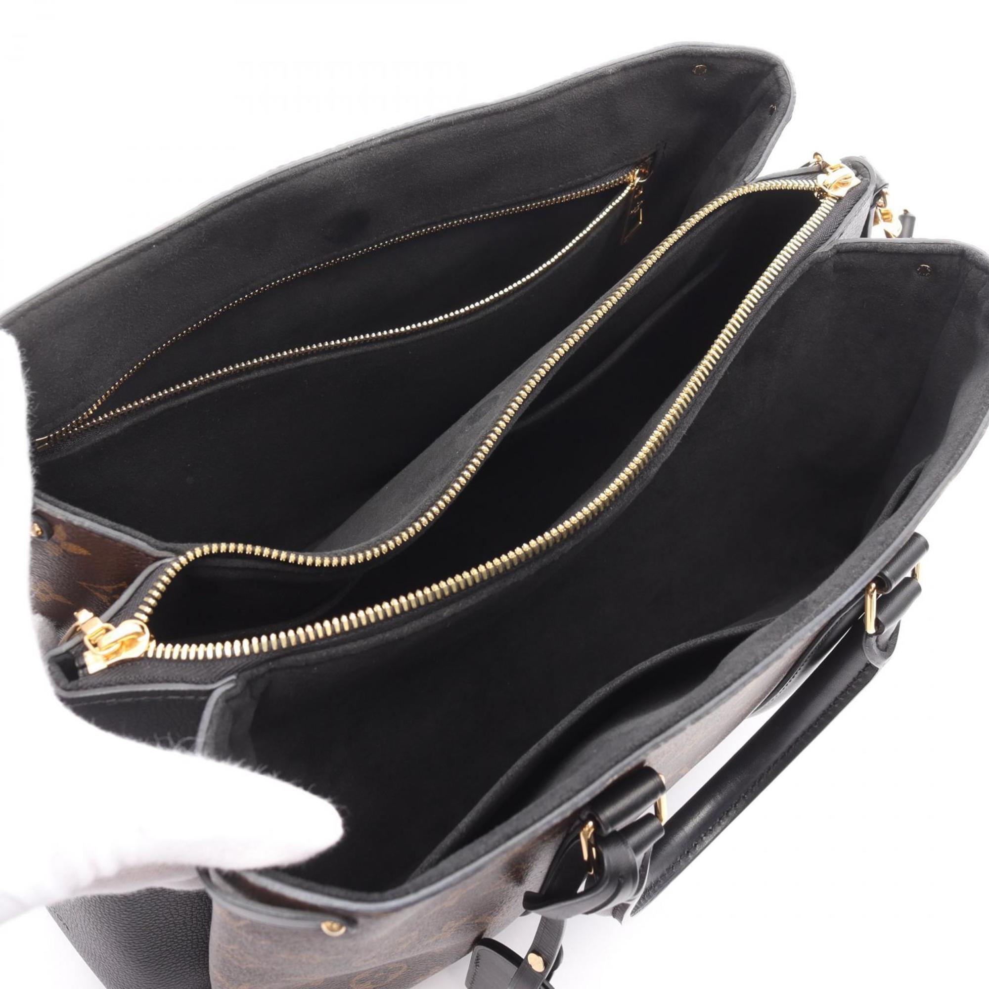 Louis Vuitton Monogram Black Brown Noir Coated Canvas Leather Handbag