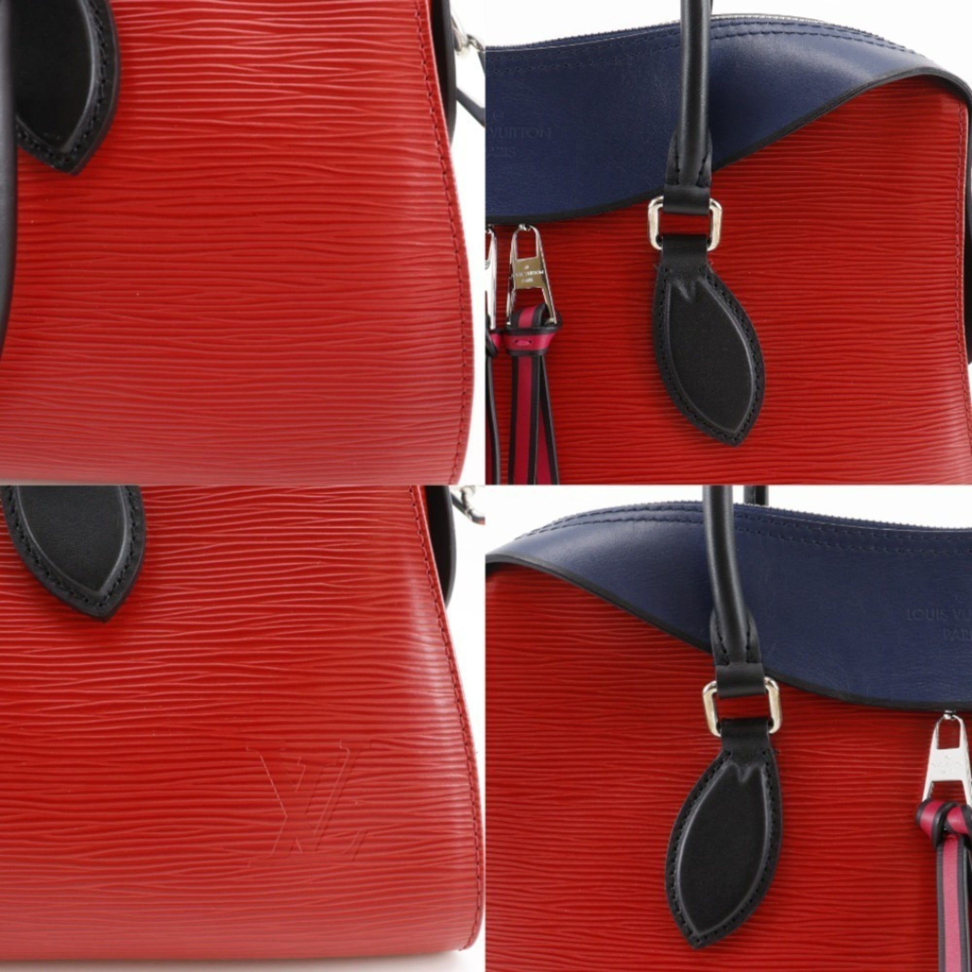 Louis Vuitton Navy Red Color Epi Leather Handbag Tote Bag