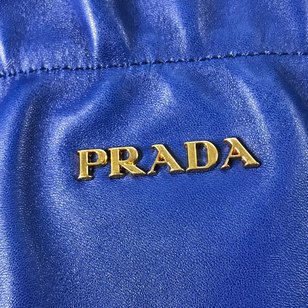 Prada Blue Leather Handbag Shoulder Bag Tote Bag