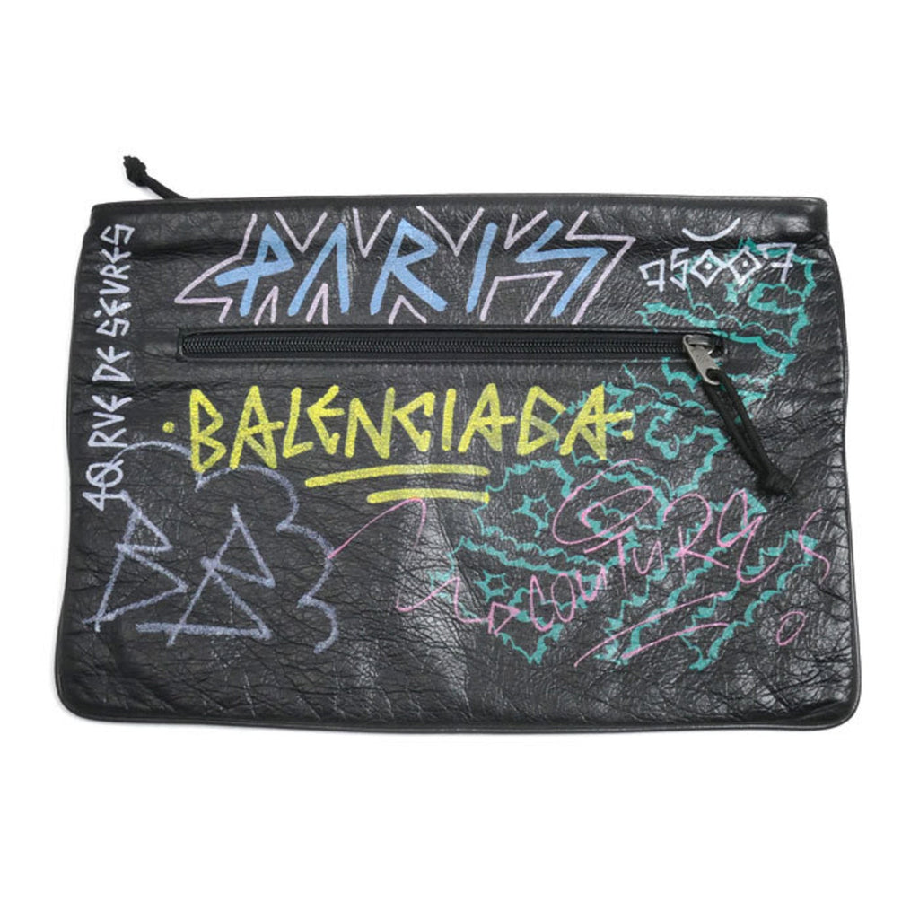 Balenciaga Black Leather Clutch