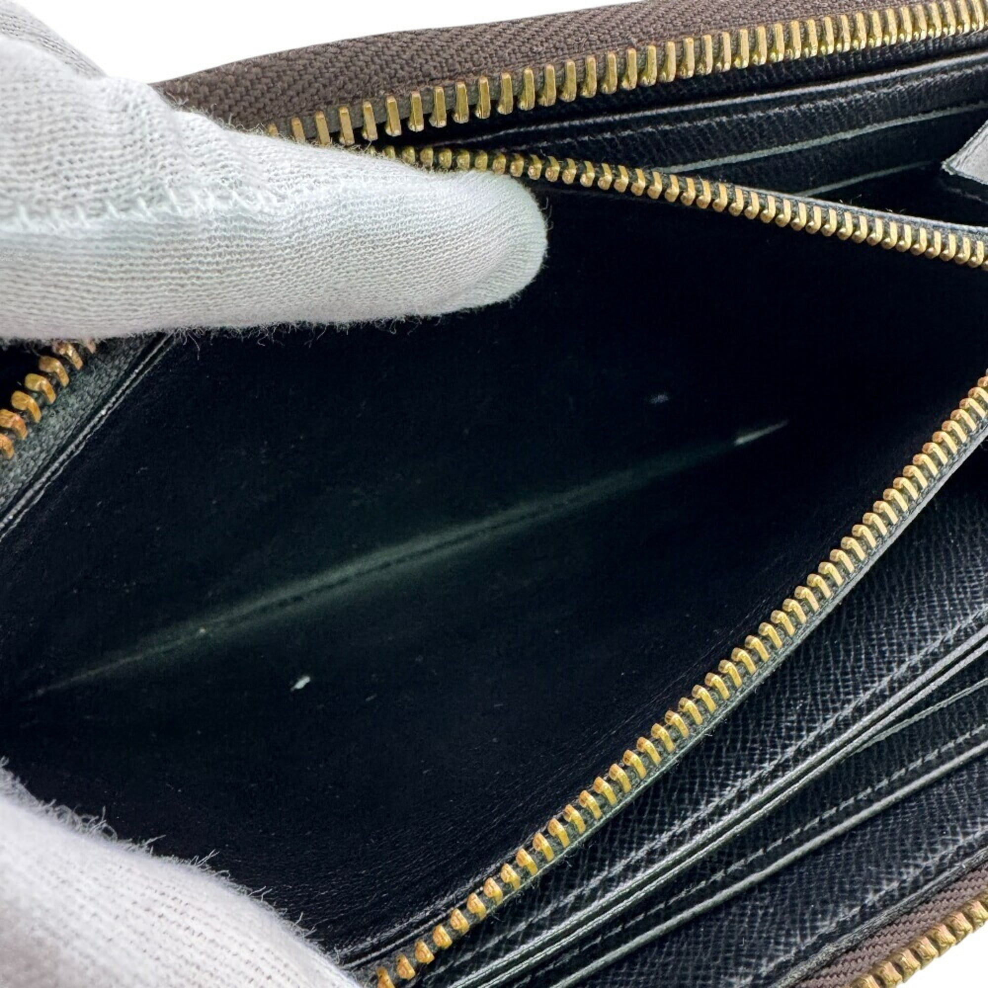 Louis Vuitton Black Brown Camel Leather Long Wallet