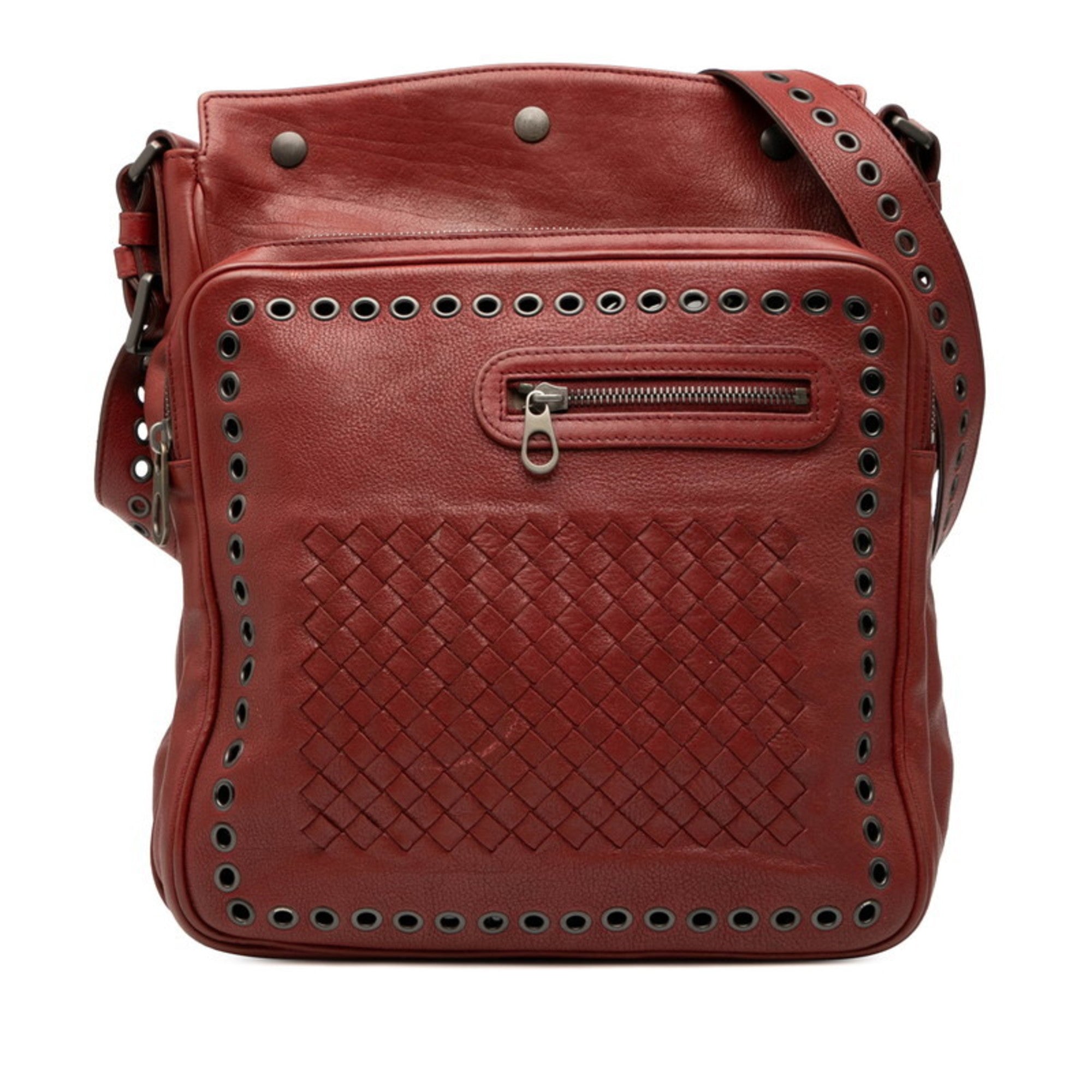 Bottega Veneta Red Color Leather Shoulder Bag