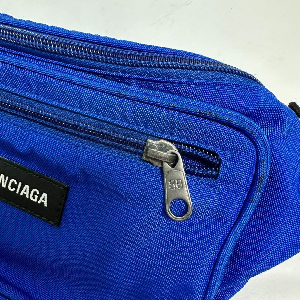 Balenciaga Black Blue Nylon Fanny Pack Shoulder Bag Sling