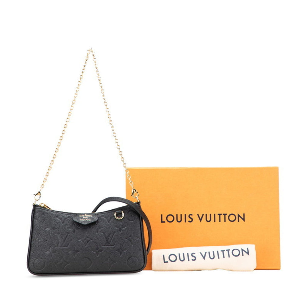Louis Vuitton Black Leather Handbag Pouch Shoulder Bag