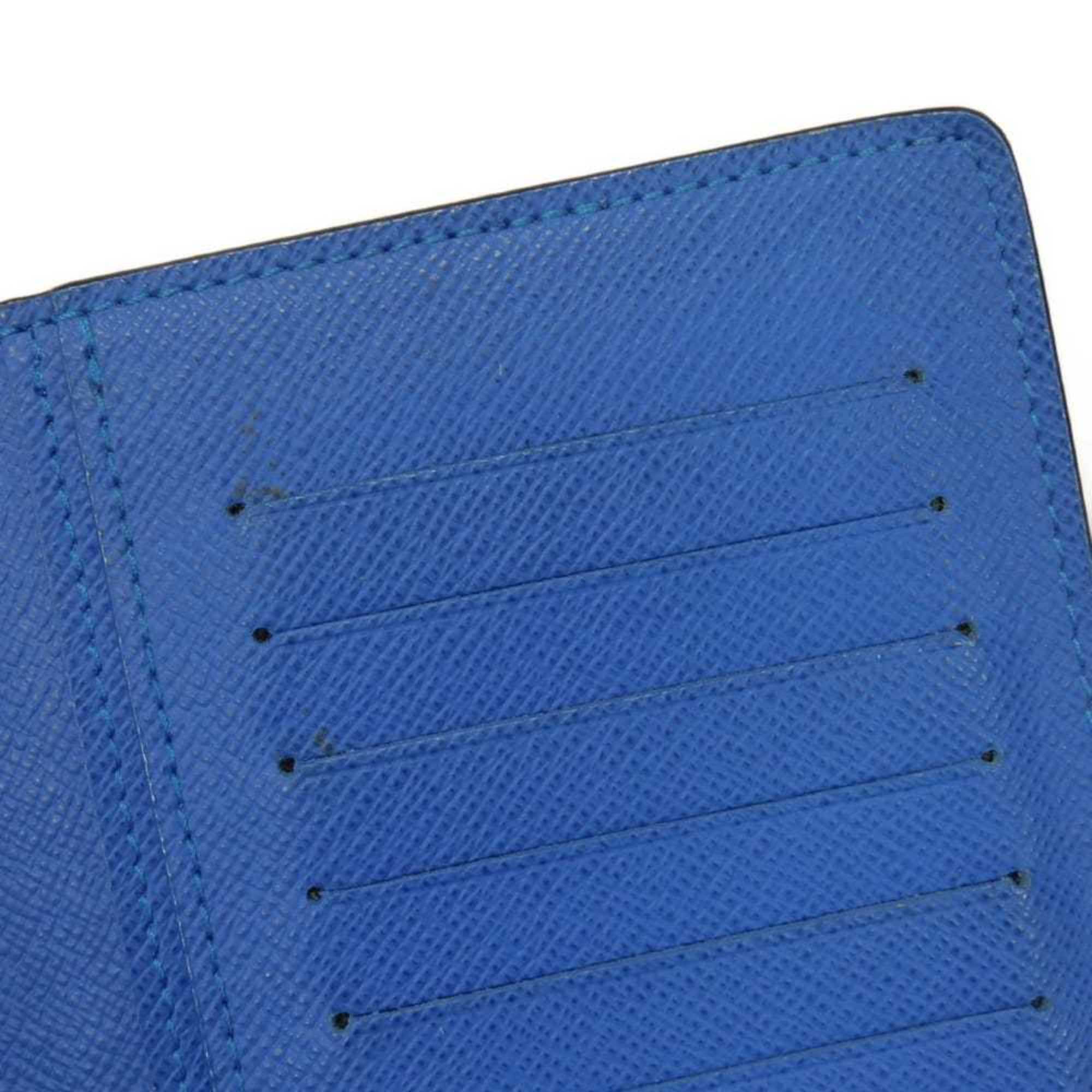Louis Vuitton Black Blue Noir Taiga Leather Long Wallet