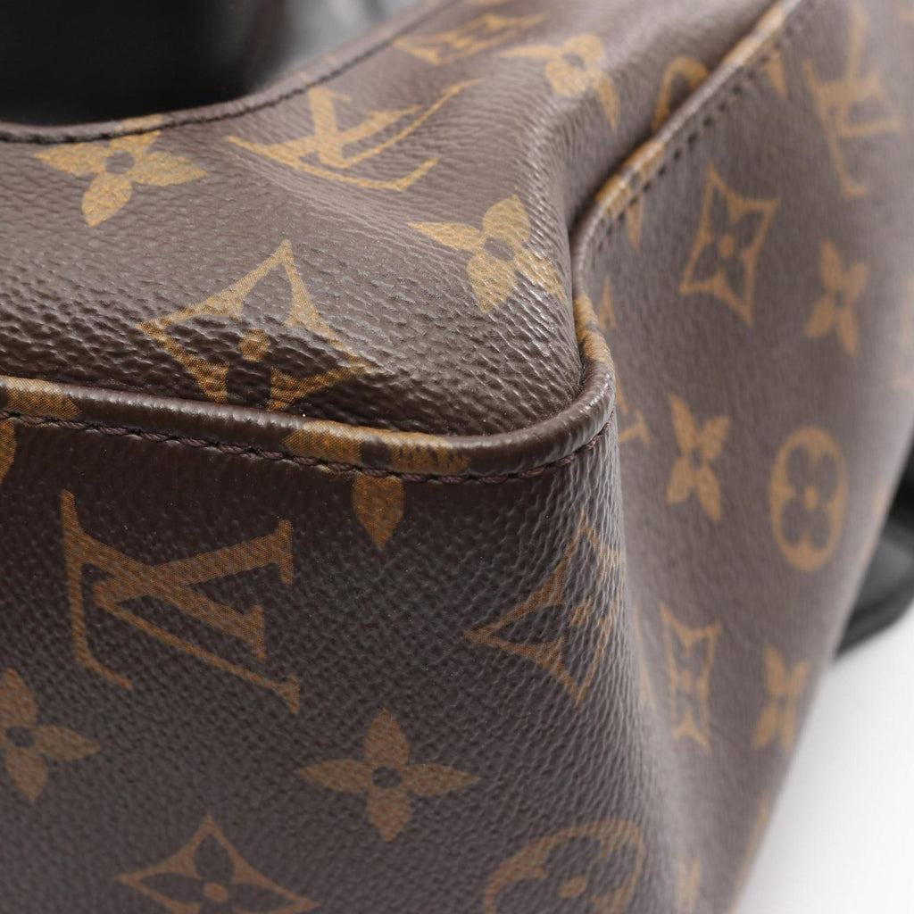 Louis Vuitton Black Brown Coated Canvas Leather Backpack