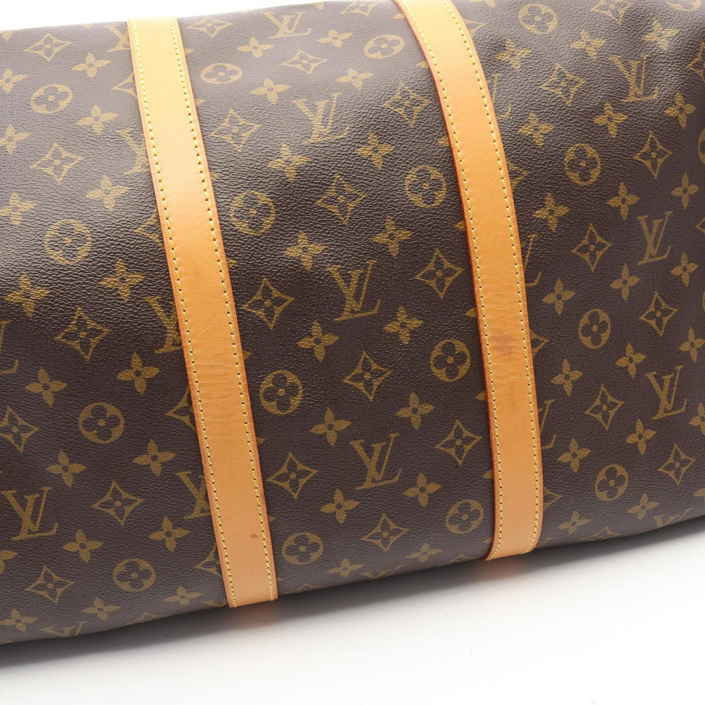 Louis Vuitton Brown Coated Canvas Leather Monogram Boston Bag