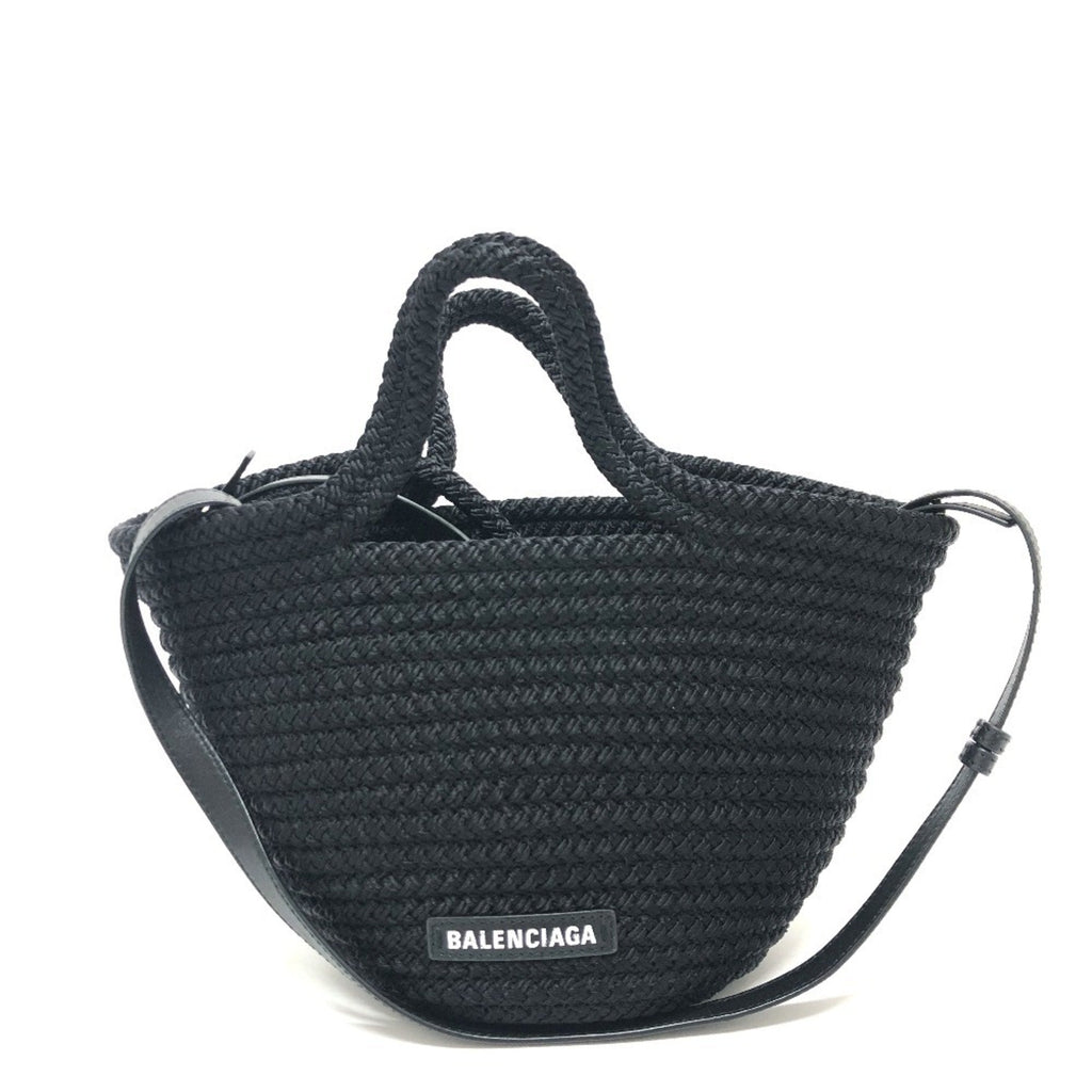 Balenciaga Black Nylon Leather Basket Shoulder