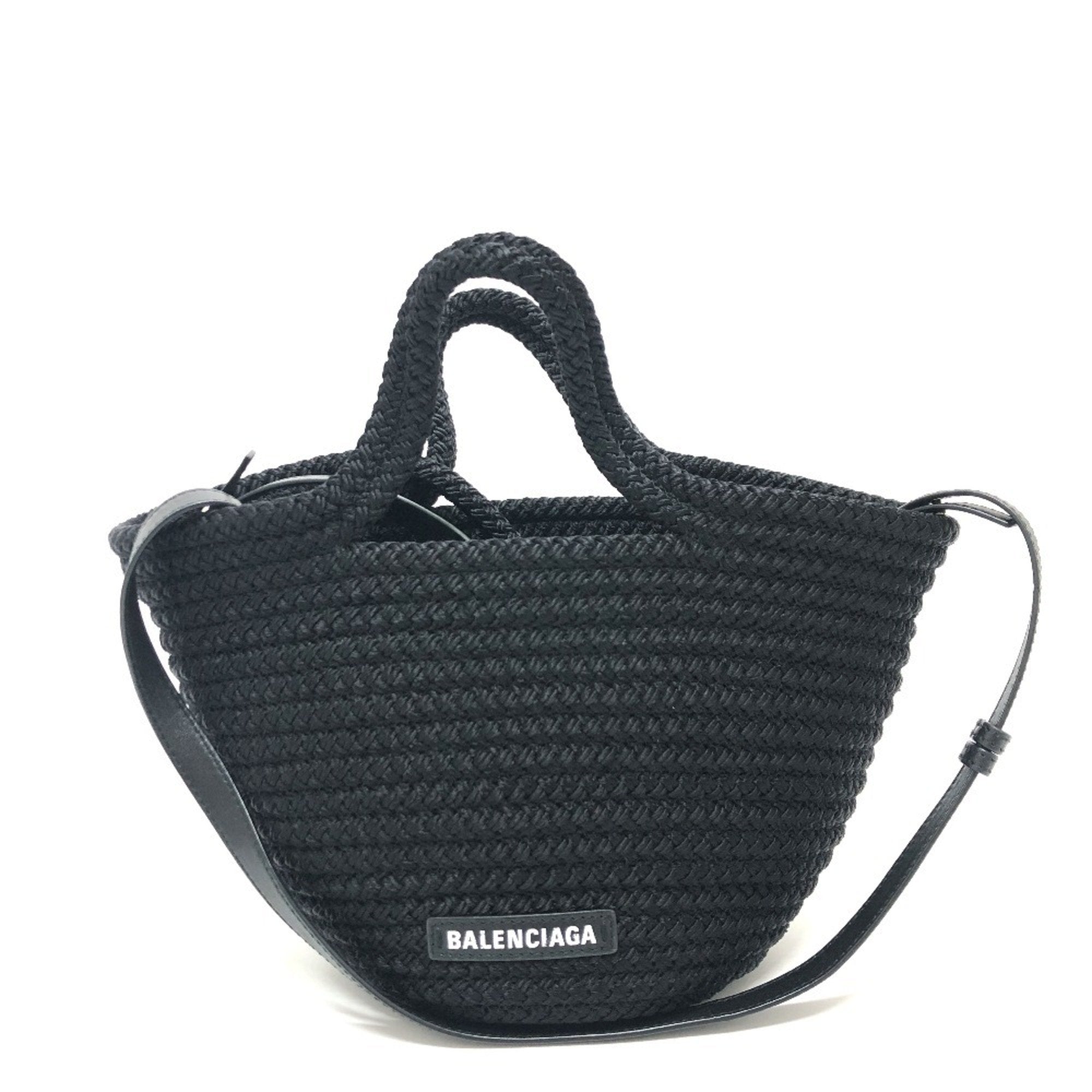 Balenciaga Black Nylon Leather Basket Shoulder