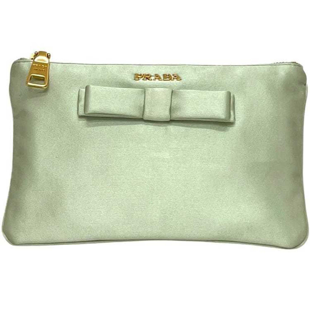 Prada Light Green Satin Pouch