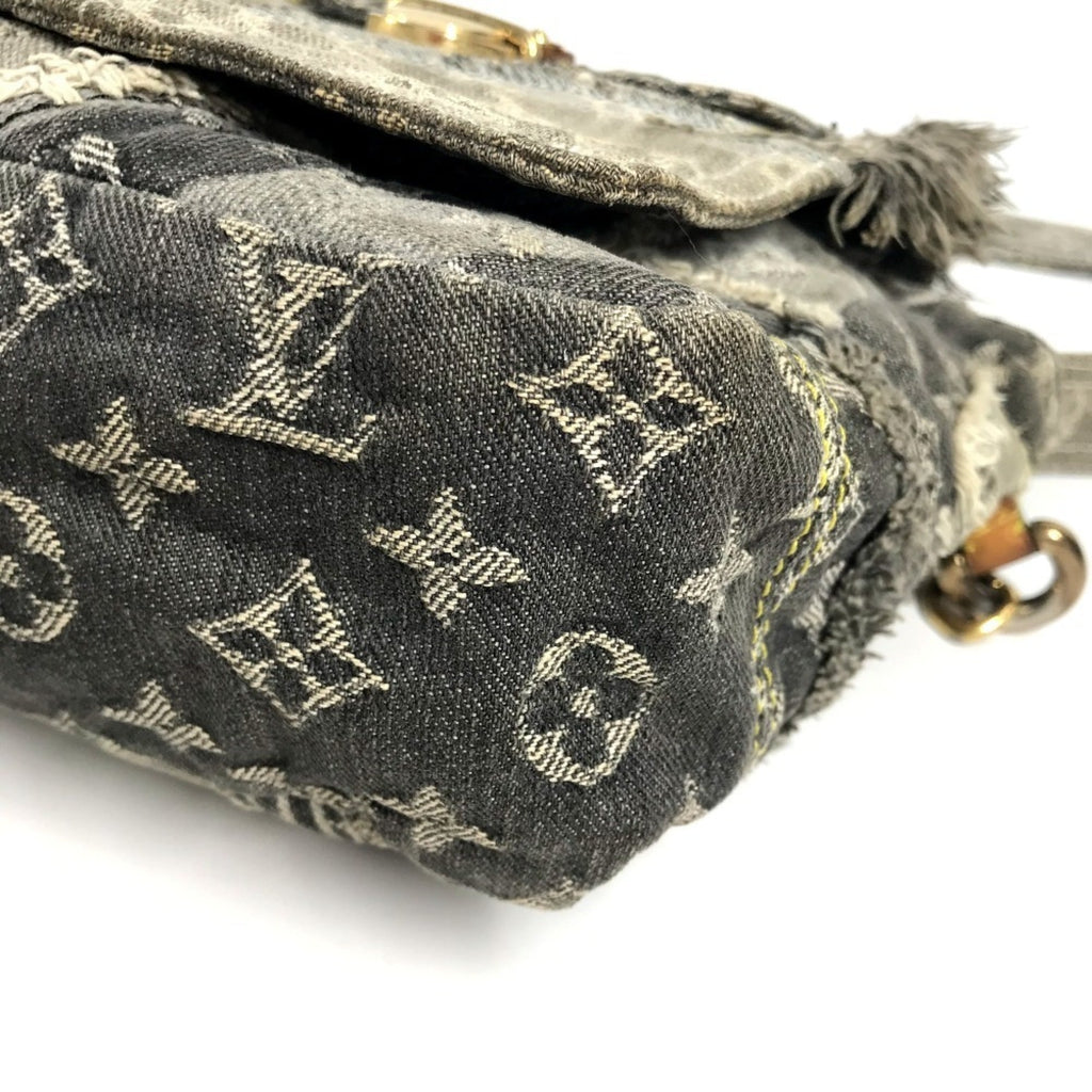 Louis Vuitton Black Gray Monogram Denim Shoulder Bag