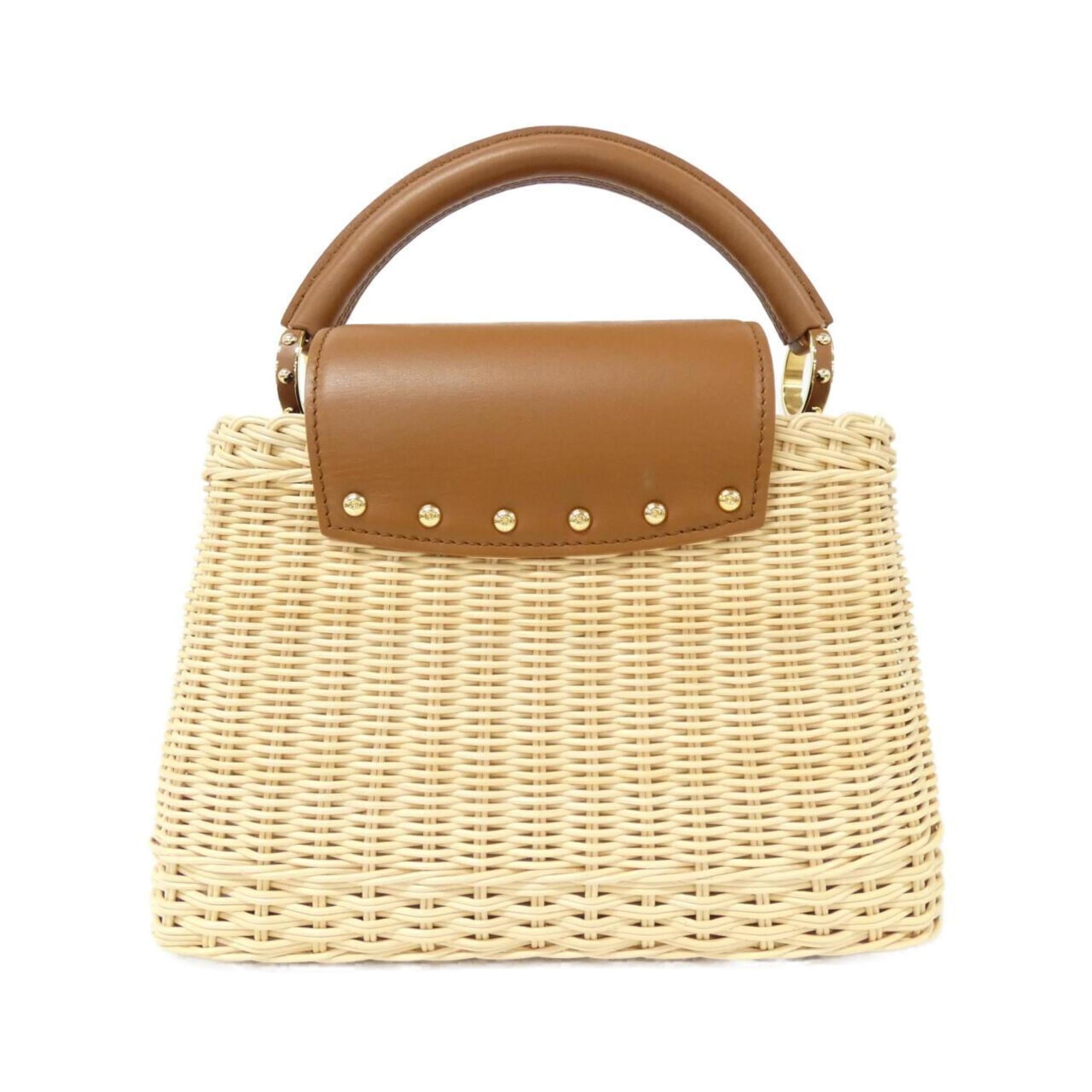 Louis Vuitton Brown Natural Rattan Leather Handbag