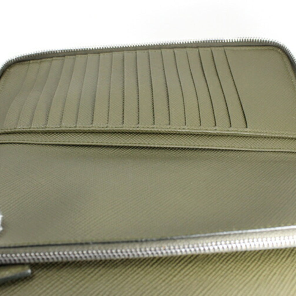 Prada Khaki Saffiano Long Wallet (Bi-Fold)